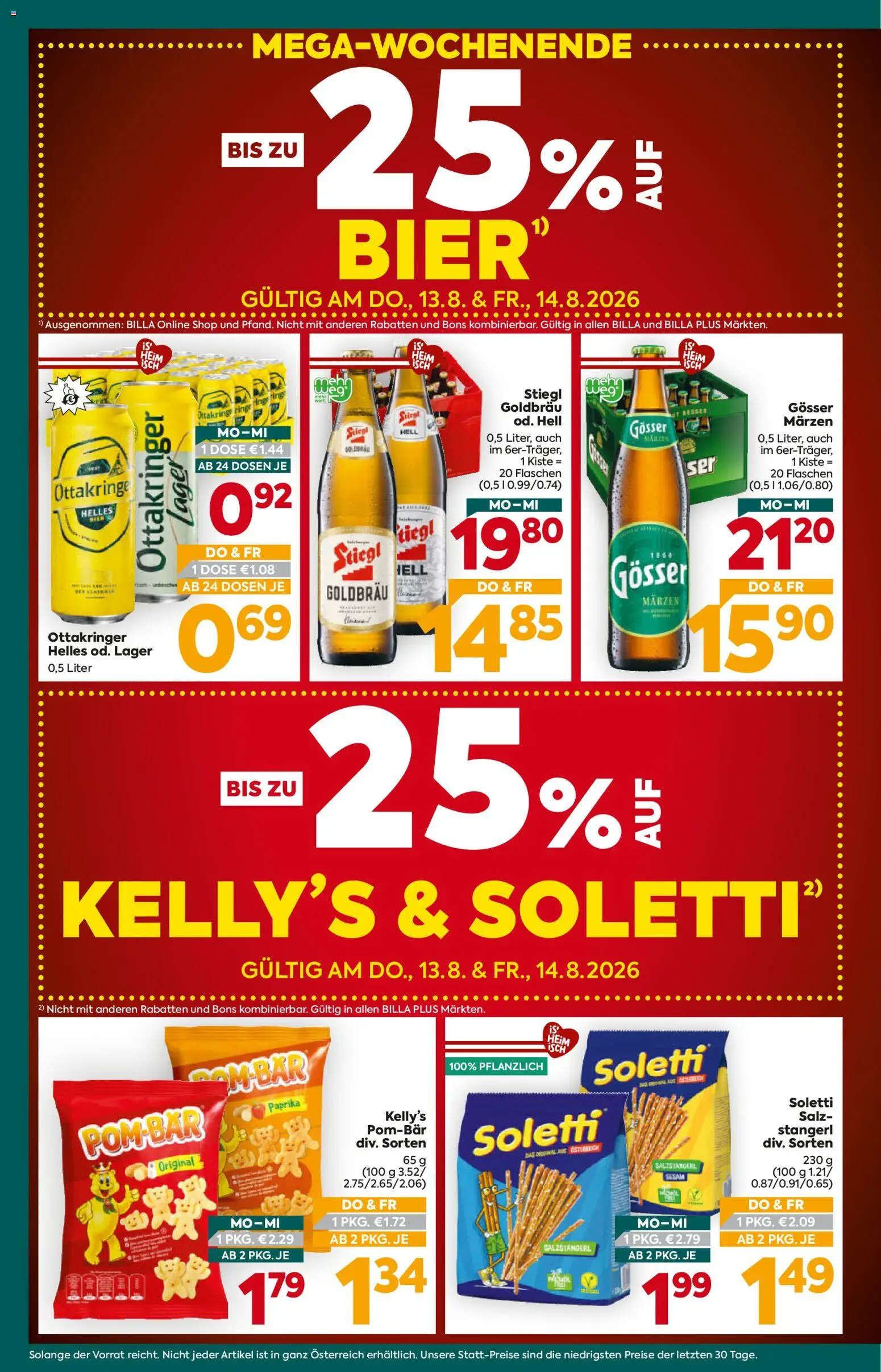 Billa Plus Flugblatt gültig ab 13.08.2026 | Seite: 4 | Produkte: Salz, Bier