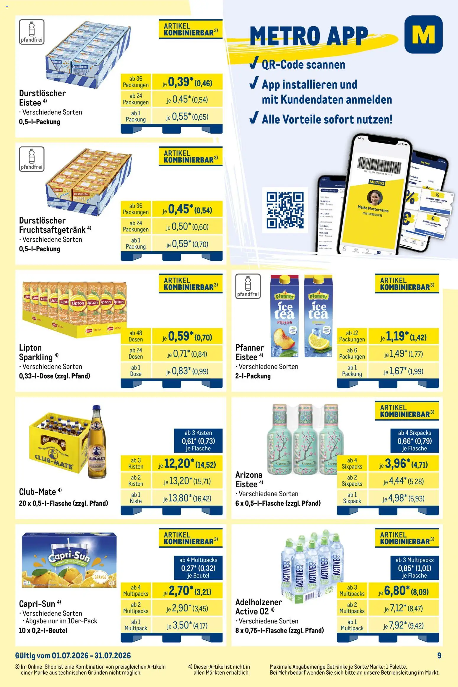 Metro  Monats-Mix – gültig ab 01.07.2026 | Seite: 9 | Produkte: Durstloscher, Äpfel, Pfirsich, Kiwi