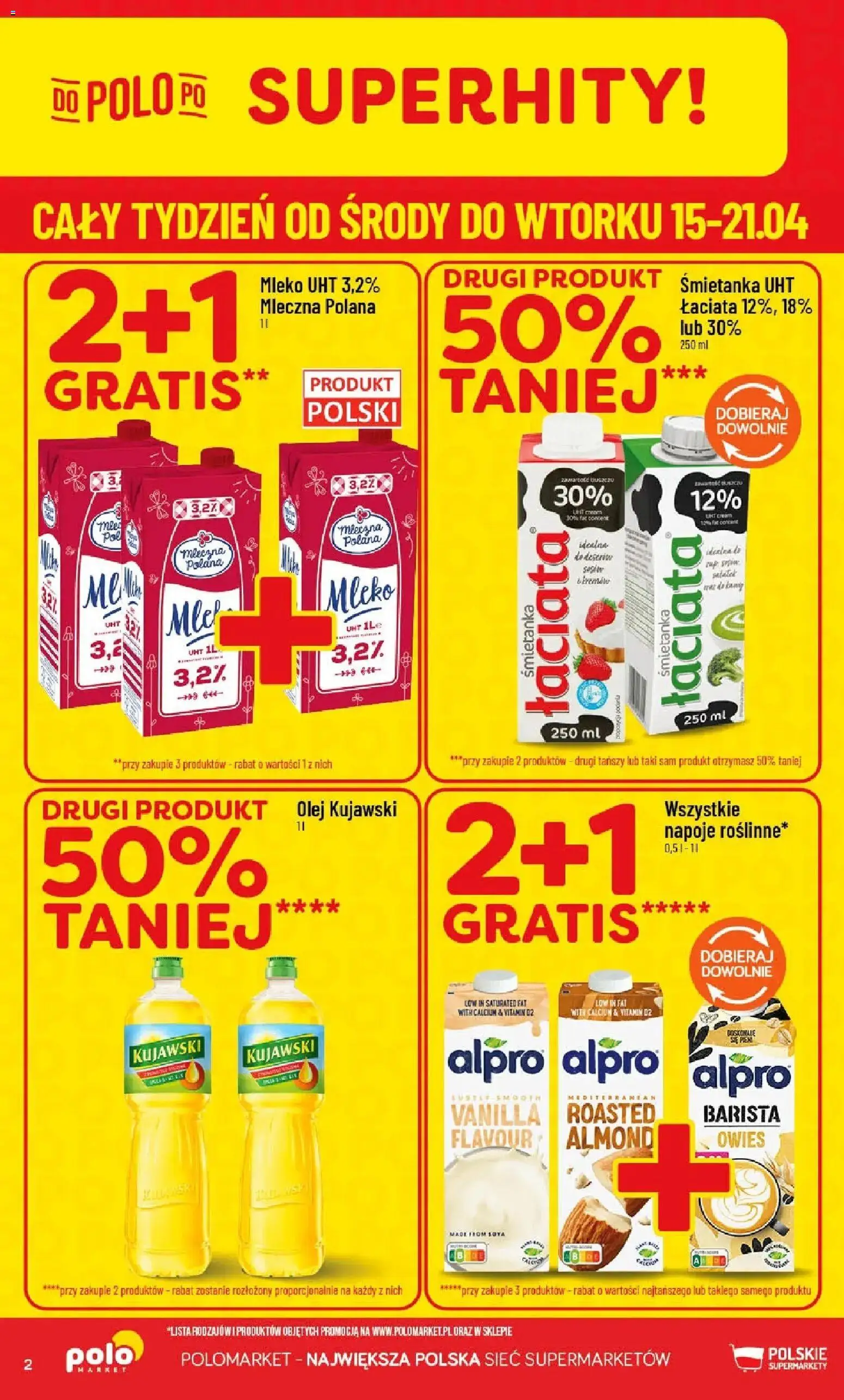 POLOmarket gazetka od 15.04.2026 | Strona: 2 | Produkty: Alpro, Napoje, Mleko, Olej