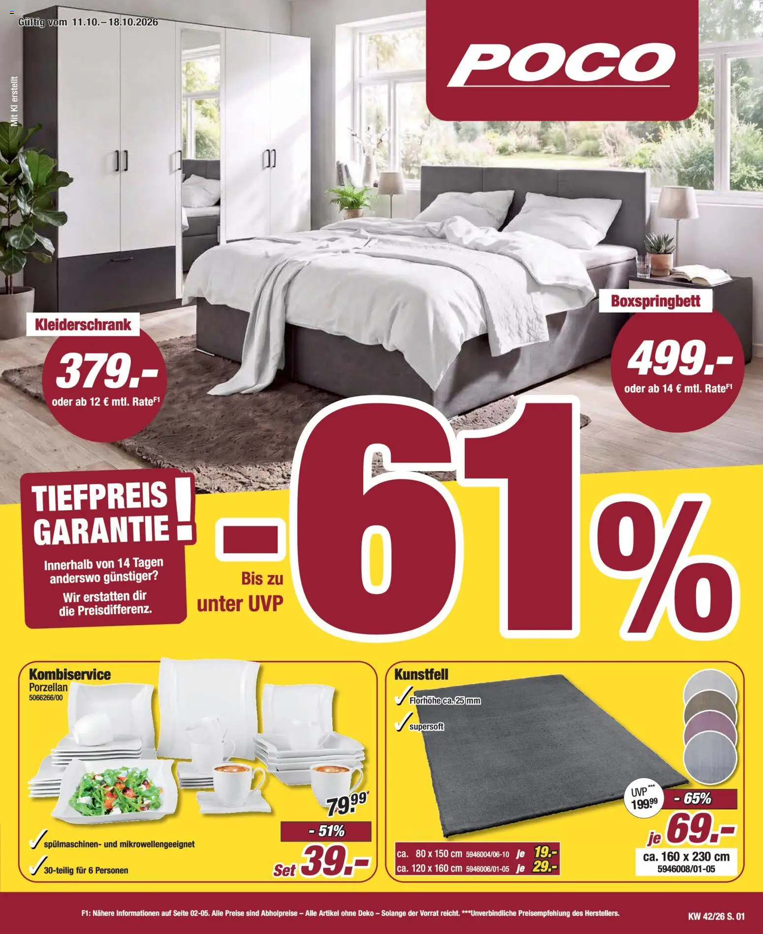 Poco Prospekt – gültig ab 11.10.2026 | Seite: 1 | Produkte: Kleiderschrank, Boxspringbett