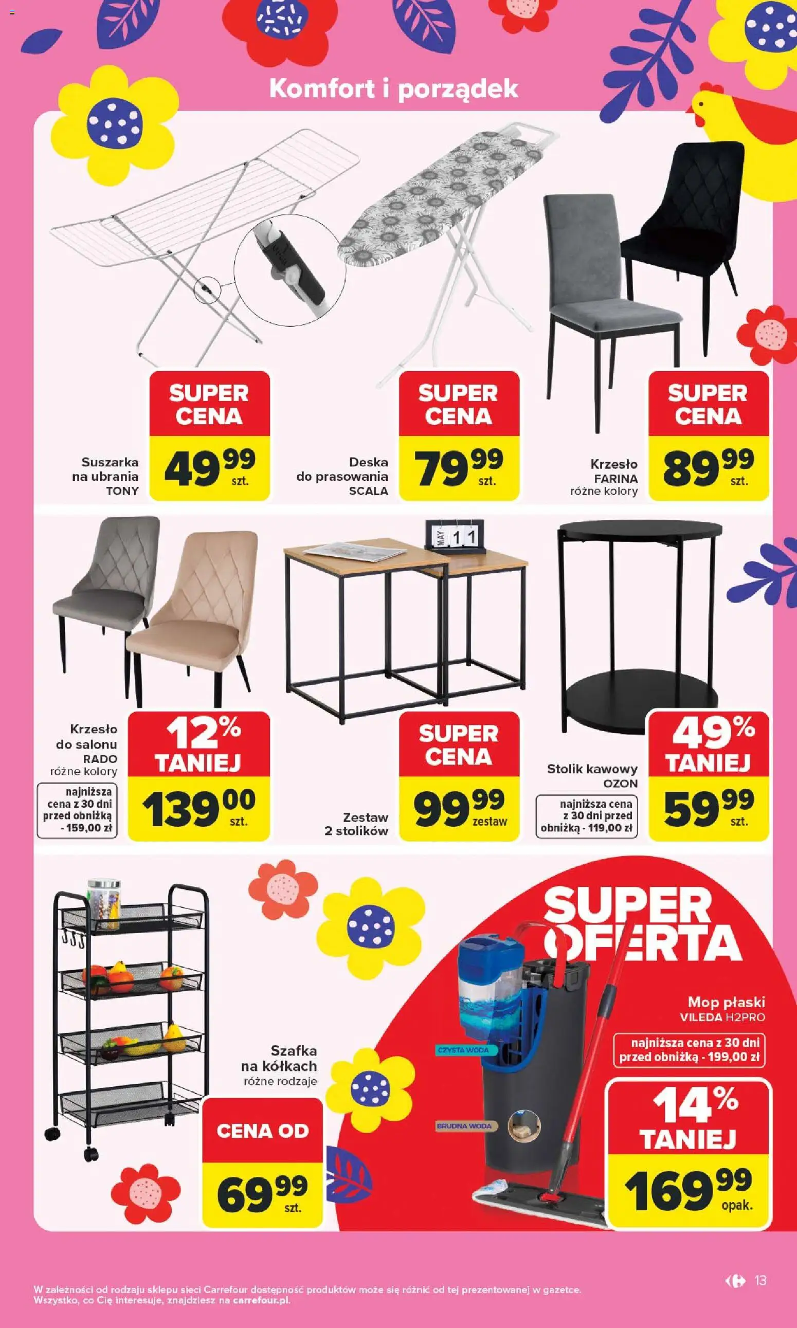 Carrefour gazetka - Łap Wielkanocne okazje od 16.03.2026 | Strona: 13 | Produkty: Ubrania, Suszarka, Krzesło, Vileda