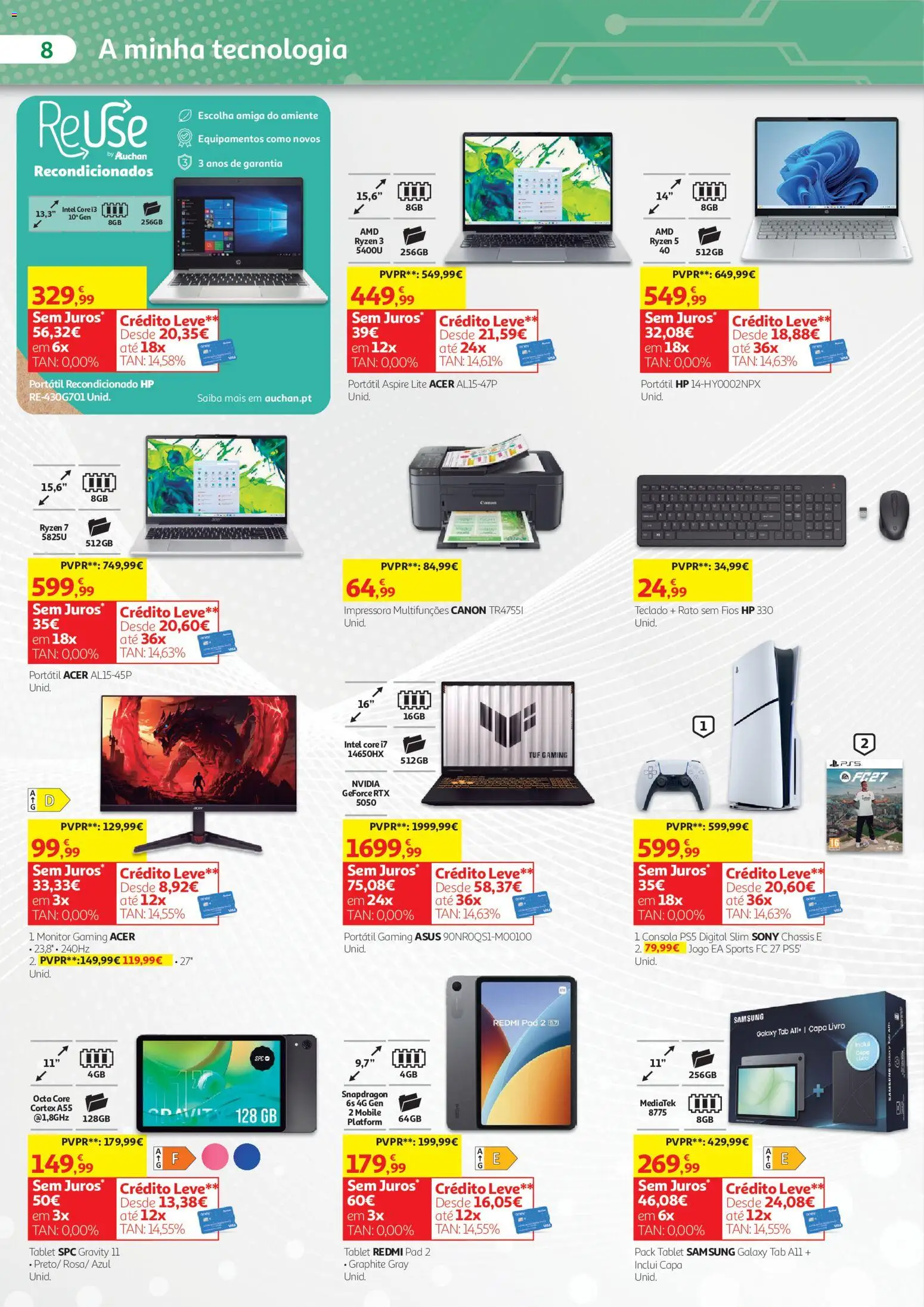 Auchan folheto Conforto para toda a família │ válido de 07/10/2026 | Página: 8 | Produtos: Monitor, Impressora, Teclado, Tablet