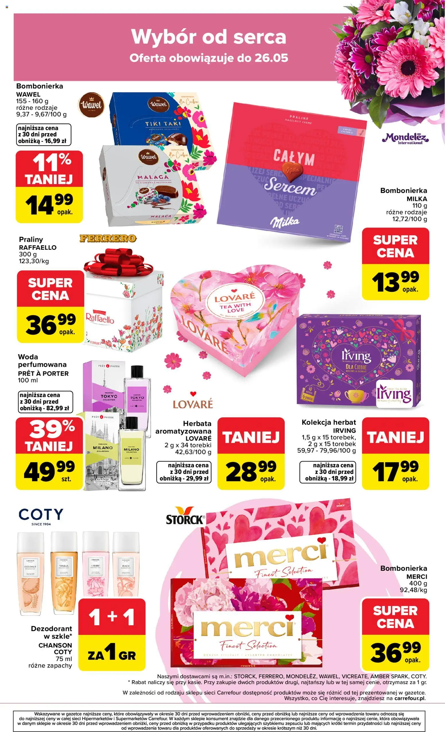 Carrefour gazetka - Dzień Mamy od 18.05.2026 | Strona: 4 | Produkty: Bombonierka, Dezodorant, Woda, Torebki