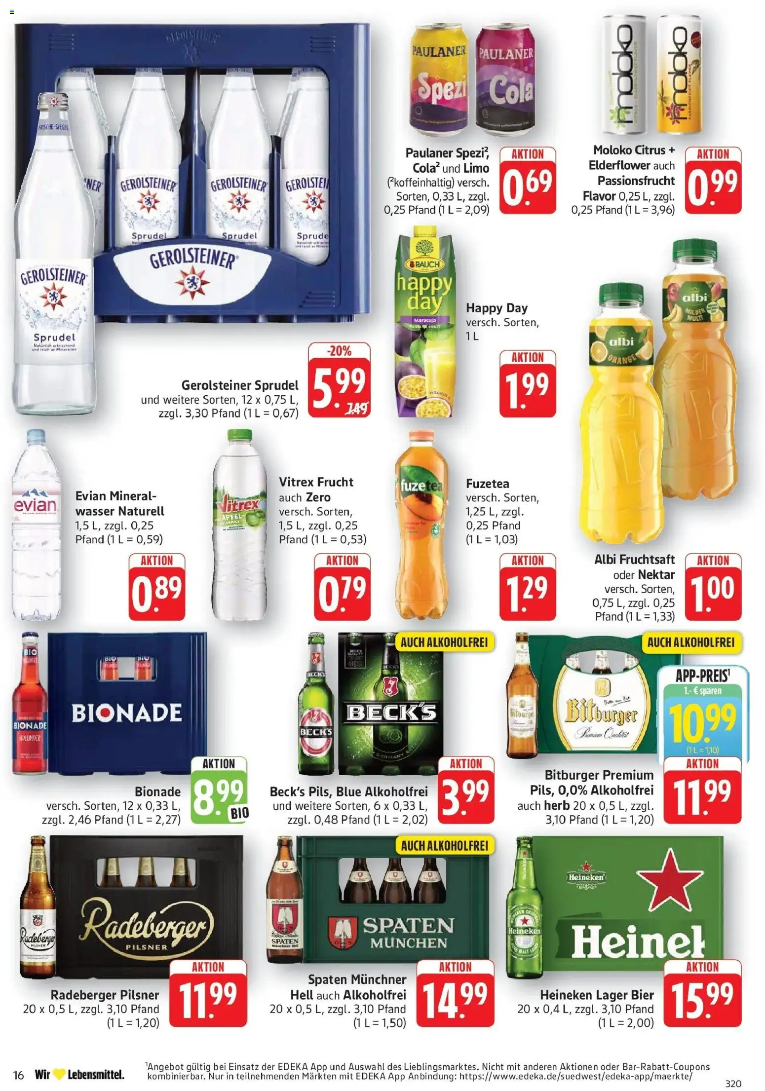 E center Prospekt Bruchsal (ab 24.08.2026) zum Blättern | Seite: 16 | Produkte: Paulaner spezi, Äpfel, Wasser, Paulaner