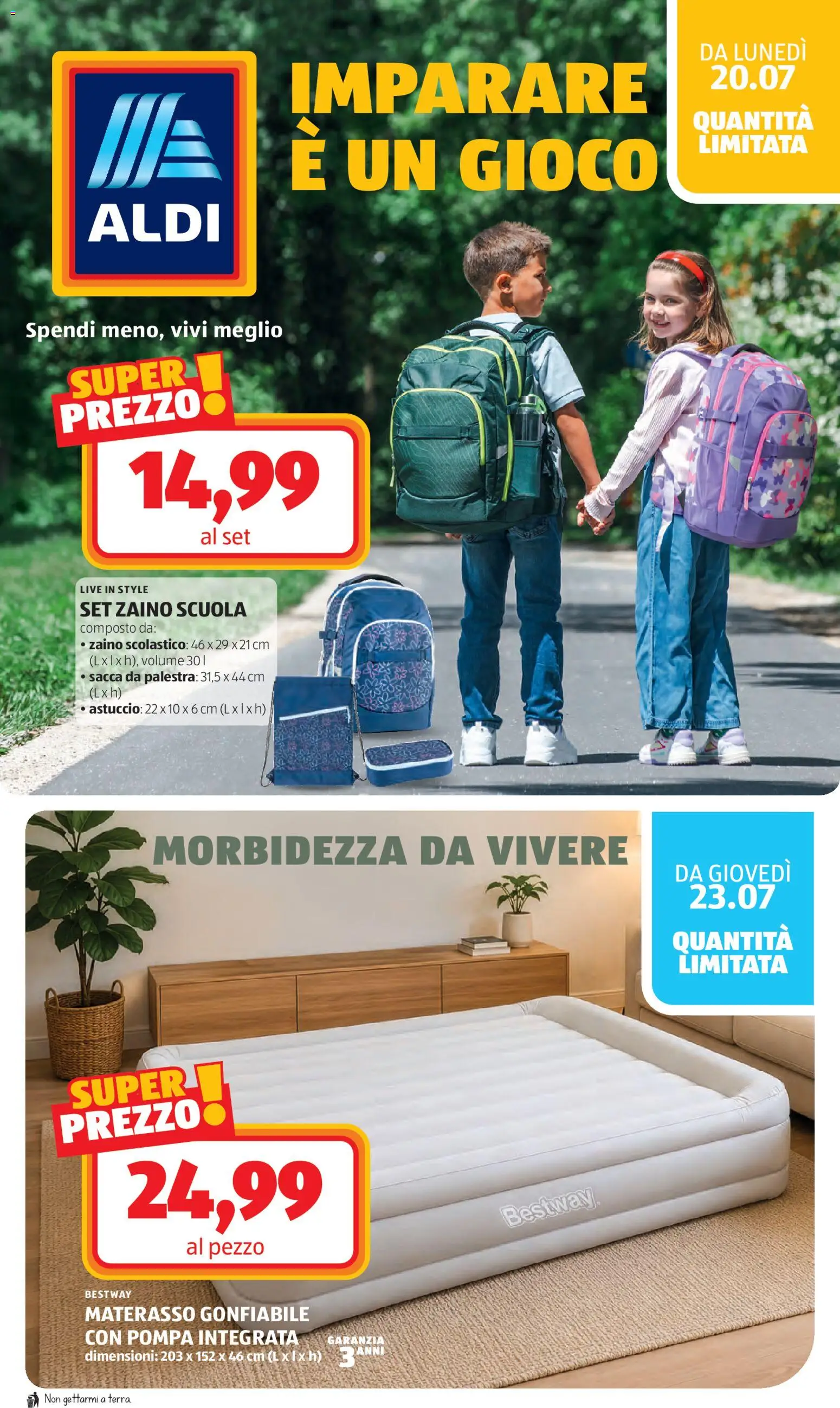 Volantino Aldi del 20/07/2026 | Pagina: 32 | Prodotti: Zaino, Gioco, Astuccio, Gonfiabile