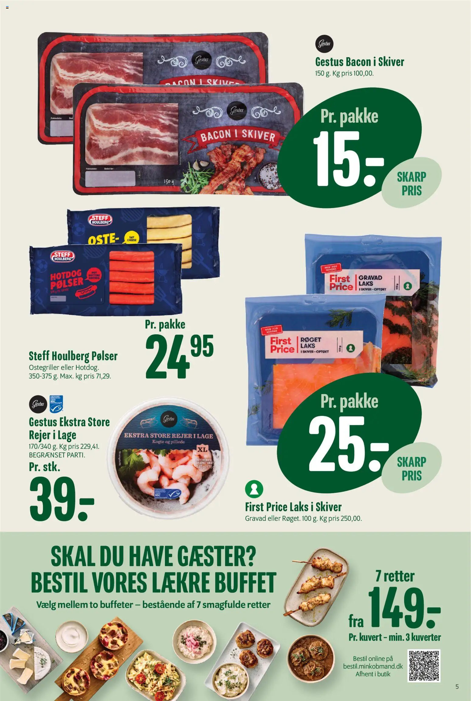 Min Købmand tilbudsavis – gyldig fra 09/10/2026 | Side: 7 | Produkter: Pølser, Bacon, Rejer, Laks
