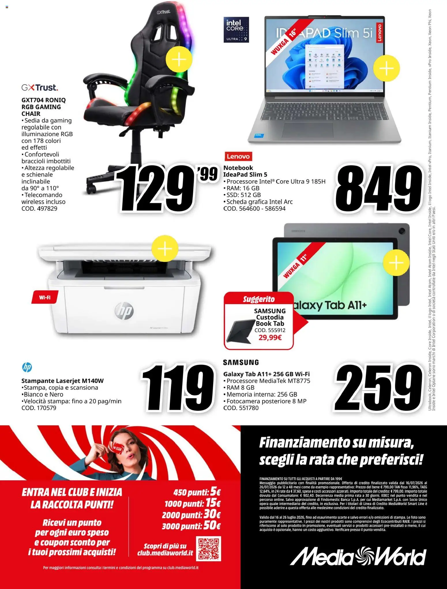 Volantino Media World del 16/07/2026 | Pagina: 12 | Prodotti: Samsung Galaxy, Stampante, Stampa, Samsung
