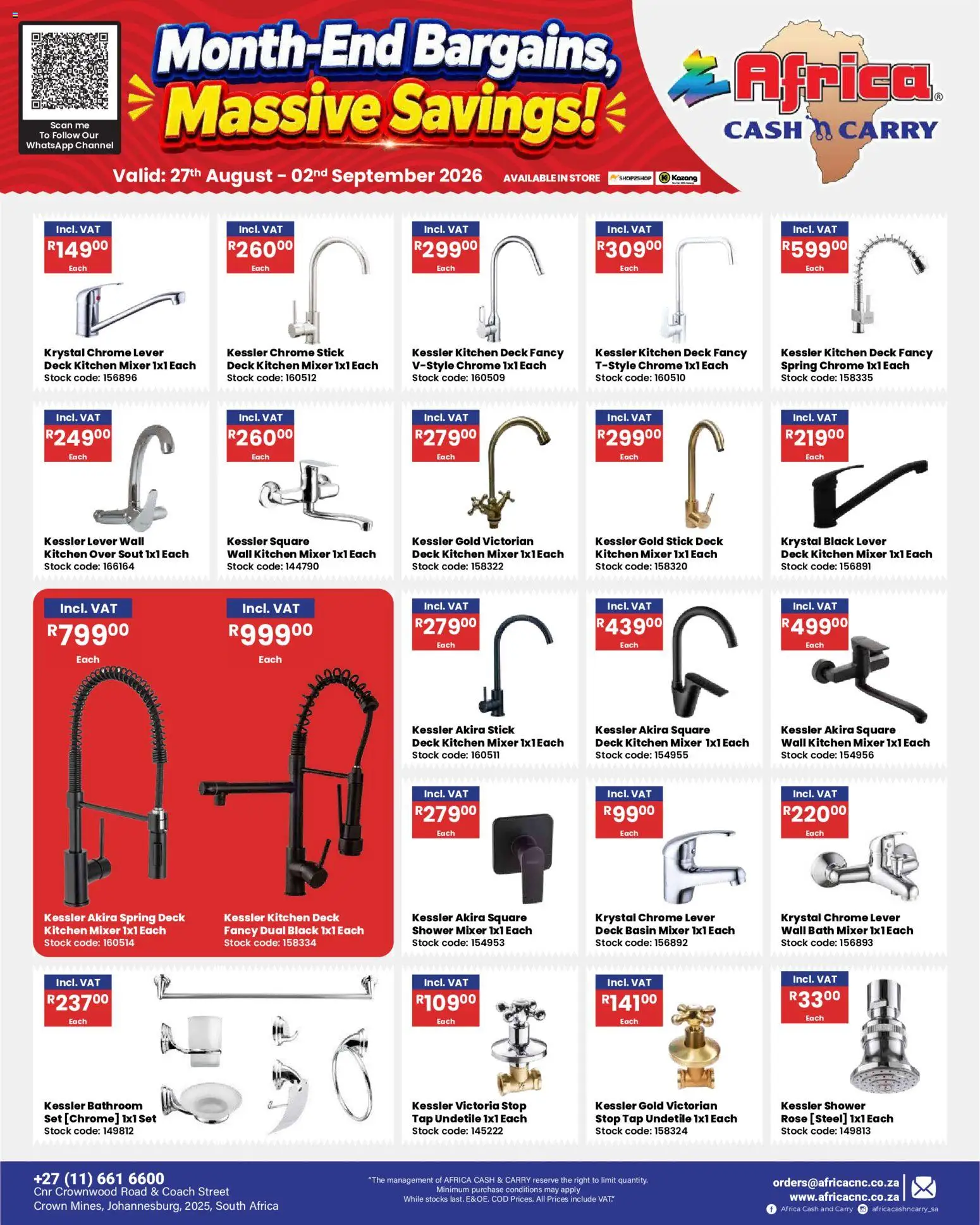 New Africa Cash & Carry catalogue – valid from 27/08/2026 | Page: 42 | Products: Mixer, Bath, Shower, Shower set