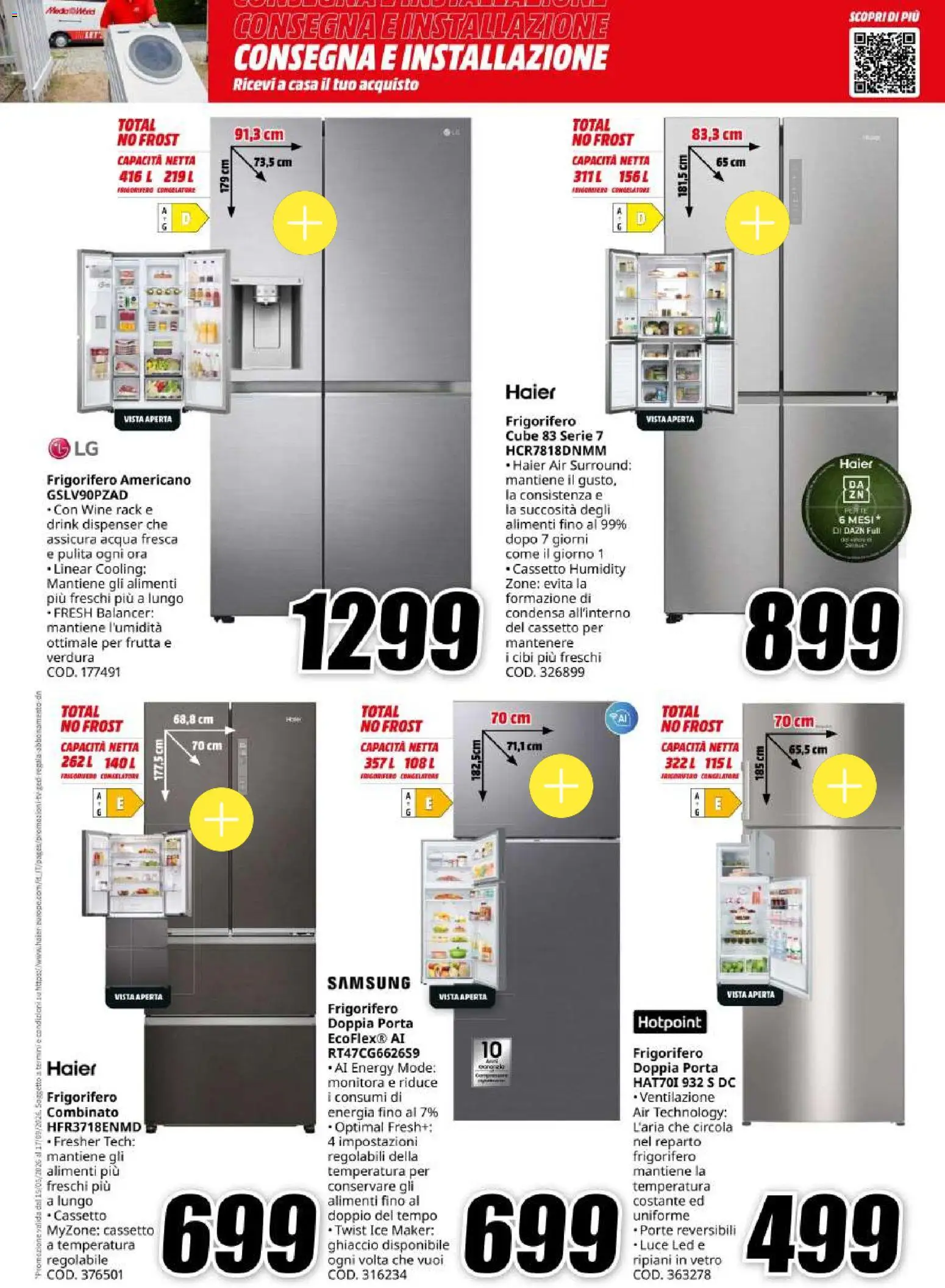 Volantino Media World del 18.05.2026 | Pagina: 27 | Prodotti: Acqua, Frigorifero, Congelatore, Samsung
