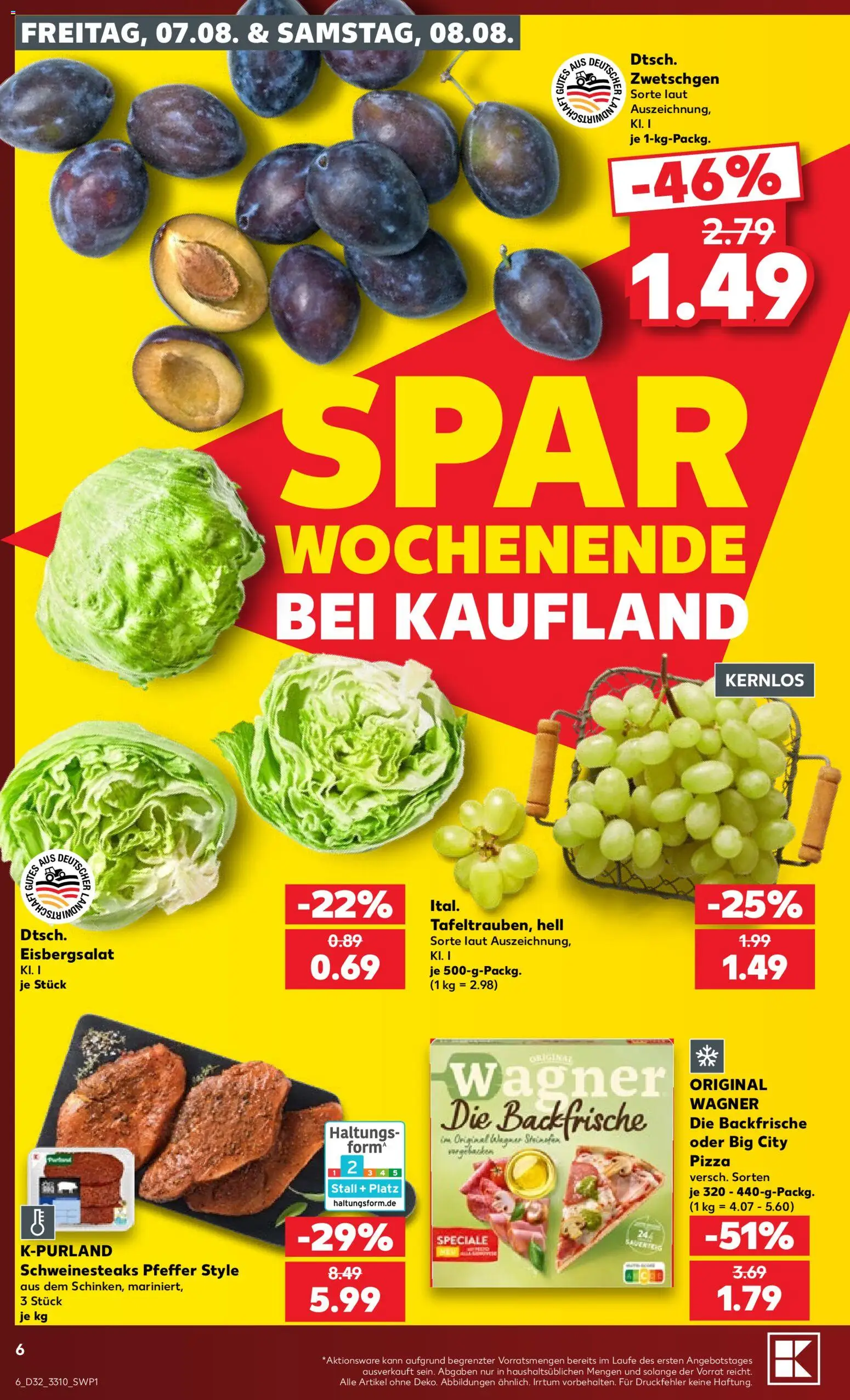 Kaufland Prospekt Zeitz – gültig ab 06.08.2026 | Seite: 6 | Produkte: Zwetschgen, Eisbergsalat, Pfeffer, Pizza