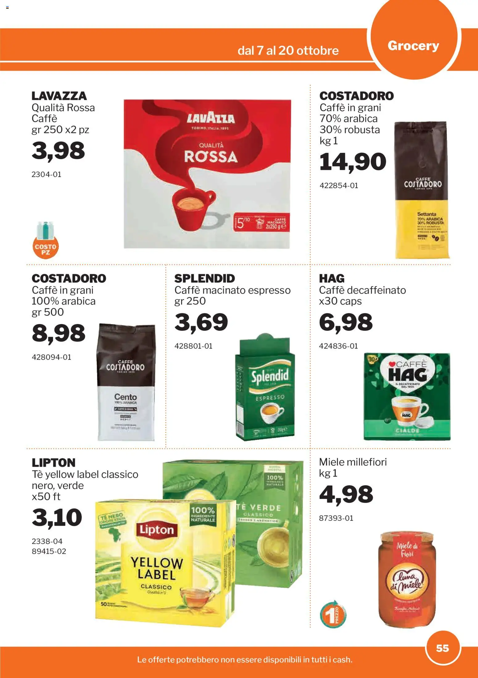 Volantino Sogegross del 07/10/2026 | Pagina: 55 | Prodotti: Caffè, Fiori, Lavazza, Caffè decaffeinato