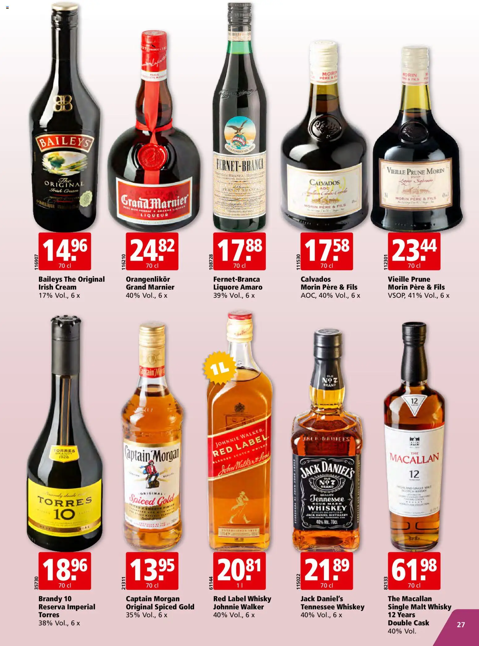 Aligro aktionen – gültig ab 28.09.2026 | Seite: 27 | Produkte: Orangenlikör, Whiskey, Baileys
