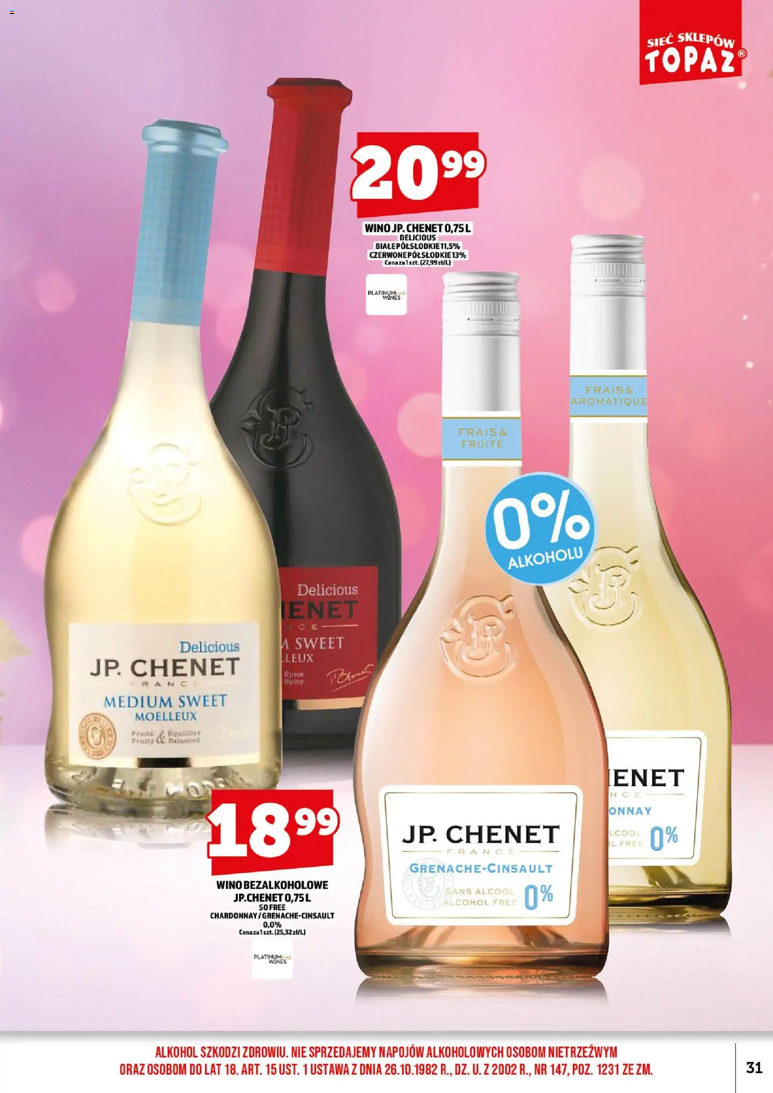Topaz gazetka alkoholowa od 01.09.2026 | Strona: 33 | Produkty: Wino bezalkoholowe, Chardonnay, Wino, Alkohol
