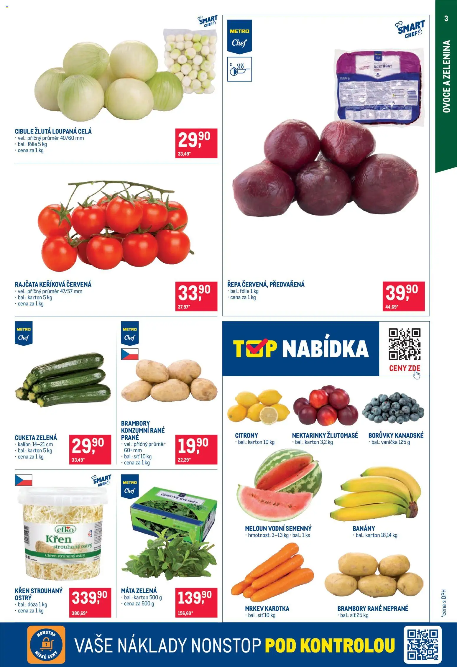 Makro leták - Gastronomie od 29.07.2026 | Strana: 3 | Produkty: Ovoce a zelenina, Ovoce, Banány, Borůvky