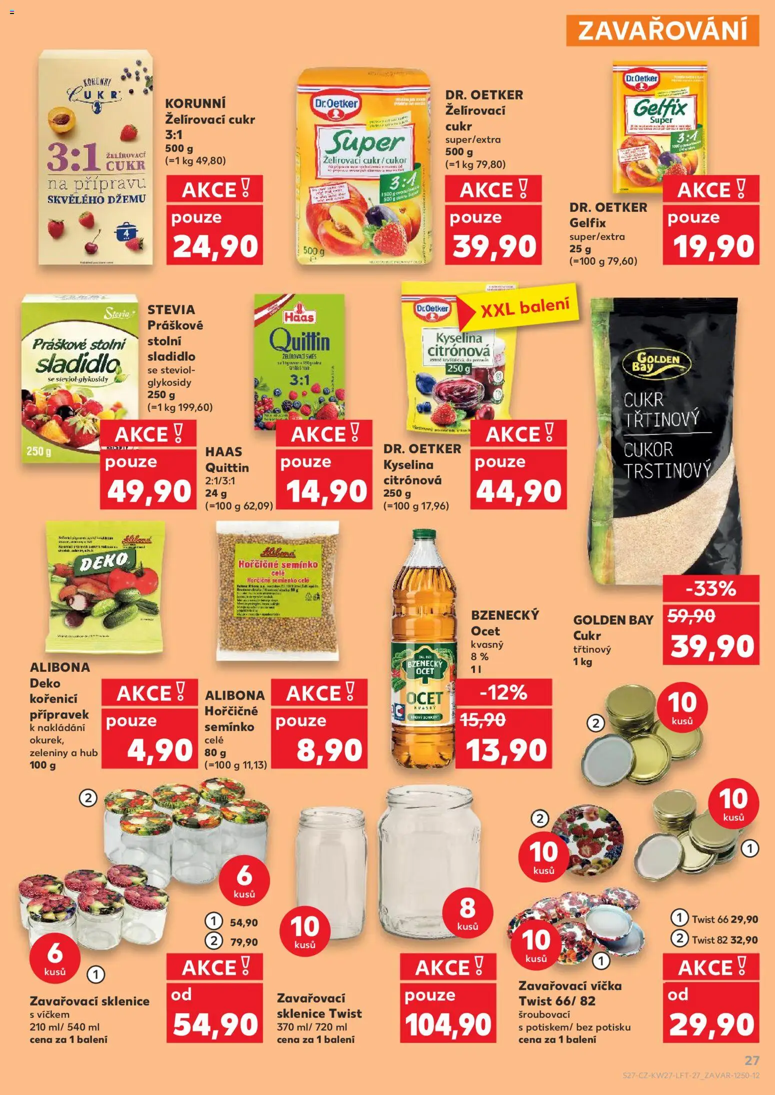 Kaufland leták - Brno od 01.07.2026 | Strana: 27 | Produkty: Stevia, Zavařovací sklenice, Želírovací cukr, Gelfix