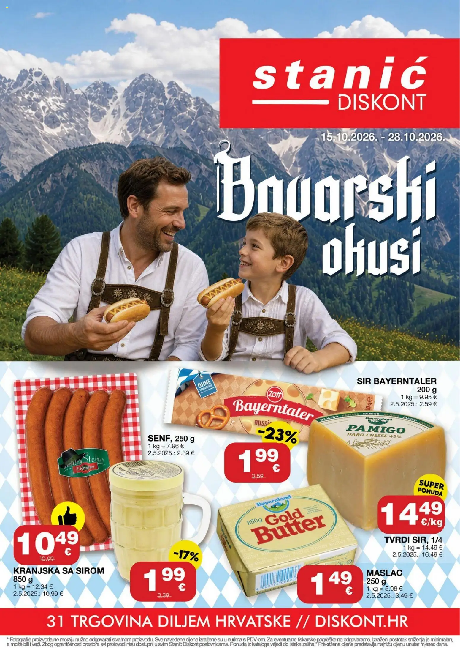 Stanić Diskont katalog | vrijedi od 15.10.2026 | Stranica: 1 | Proizvodi: Maslac, Sir
