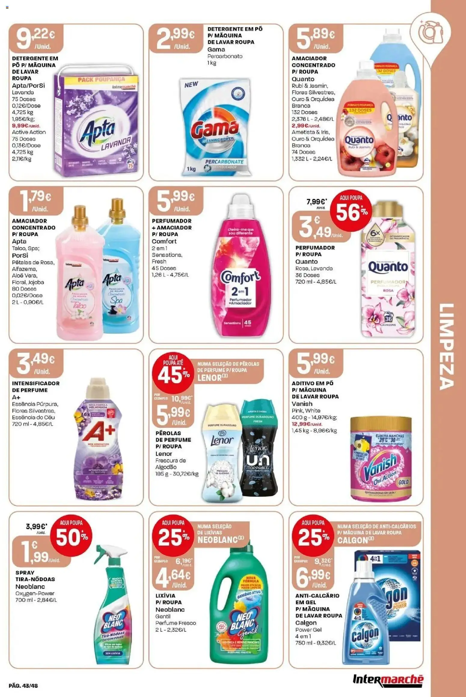Intermarché - Isto é que são preços BAIXOS! │ válido de 04/06/2026 | Página: 43 | Produtos: Perfume, Pó, Algodão, Detergente