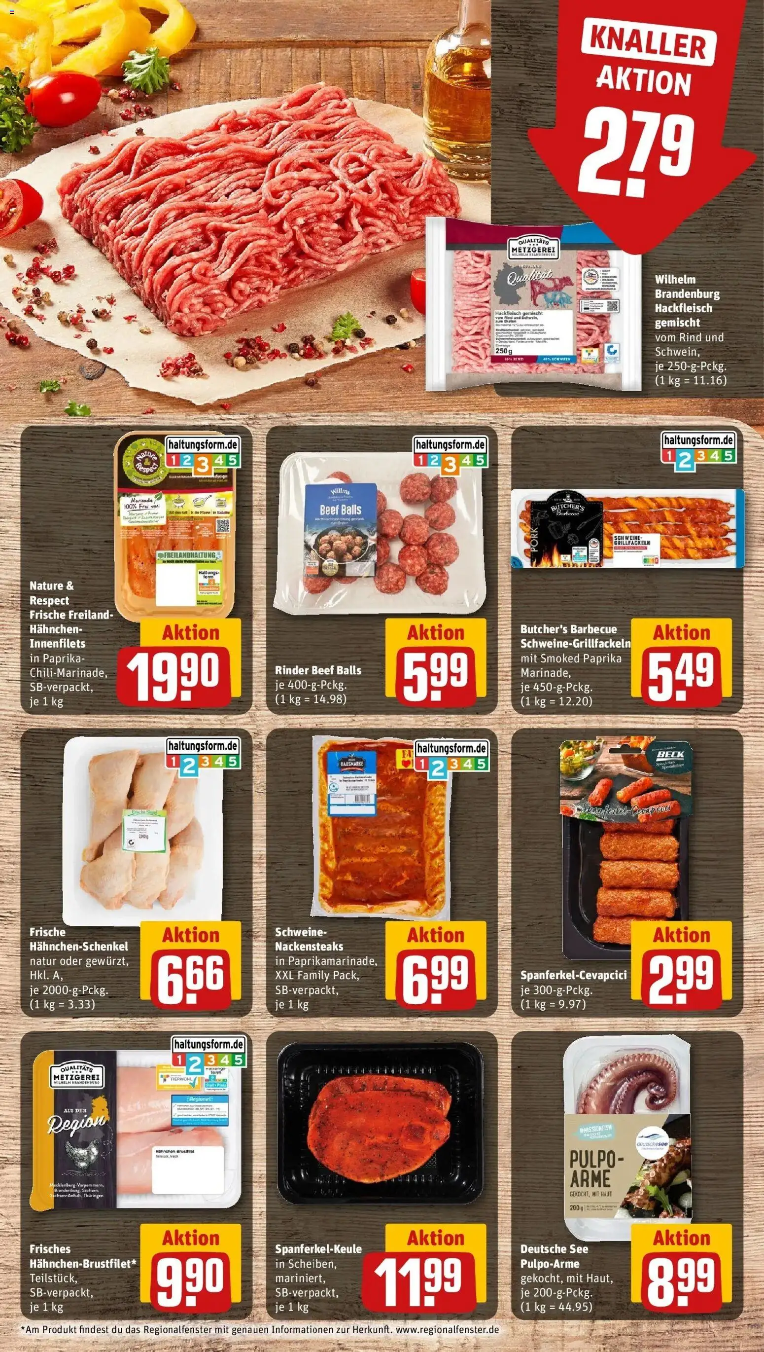 Rewe Prospekt Templin – gültig ab 27.07.2026 | Seite: 8 | Produkte: Nackensteaks, Hahnchen, Hahnchenschenkel, Hackfleisch