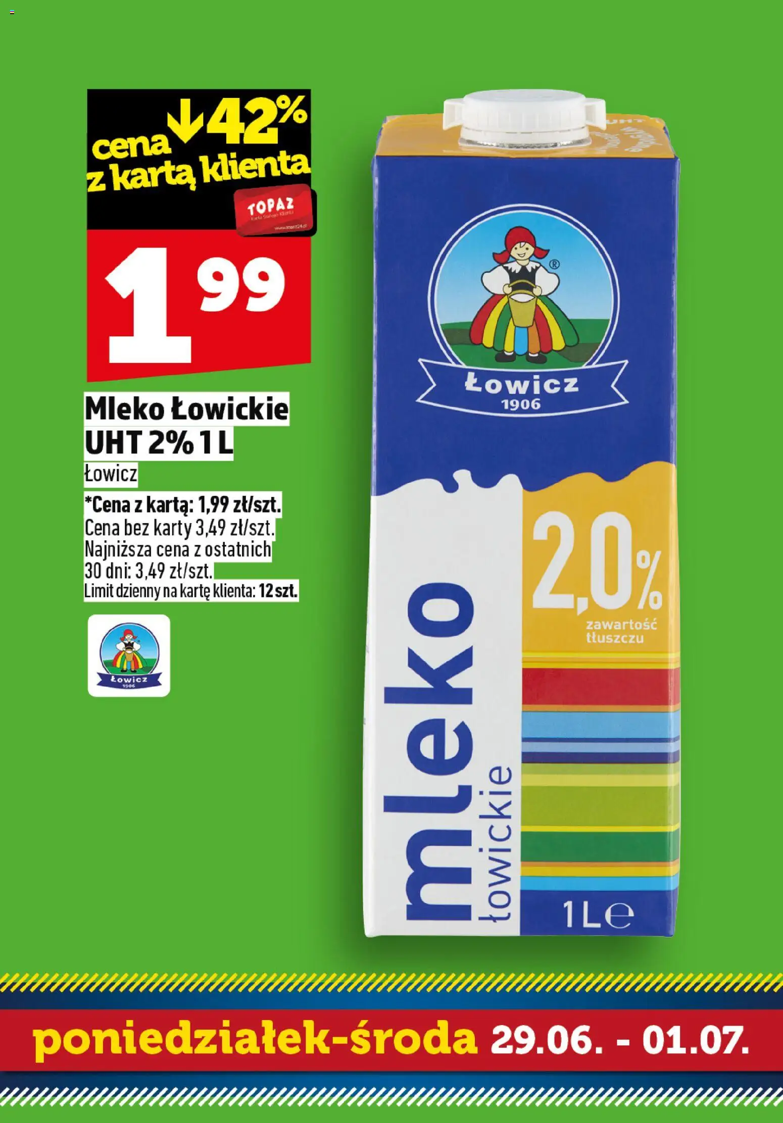 Topaz gazetka - Superstart tygodnia od 29.06.2026 | Strona: 3 | Produkty: Karta, Mleko, Mleko łowickie