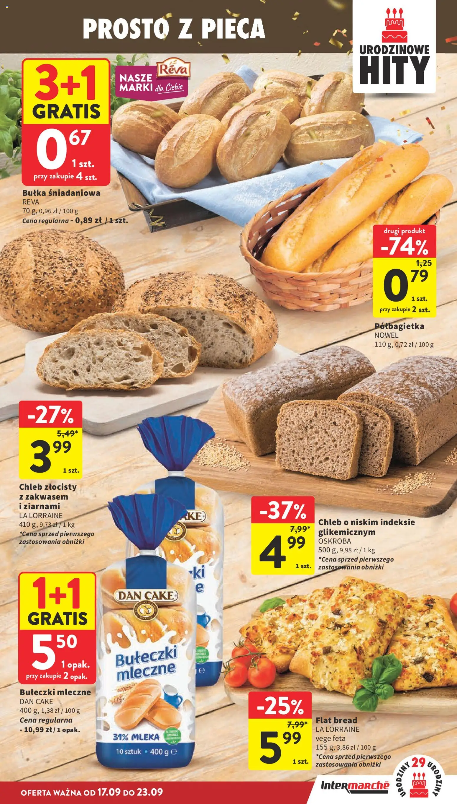 Intermarche gazetka od 17.09.2026 | Strona: 19 | Produkty: Mleka, Bułka, Bułka śniadaniowa, Chleb