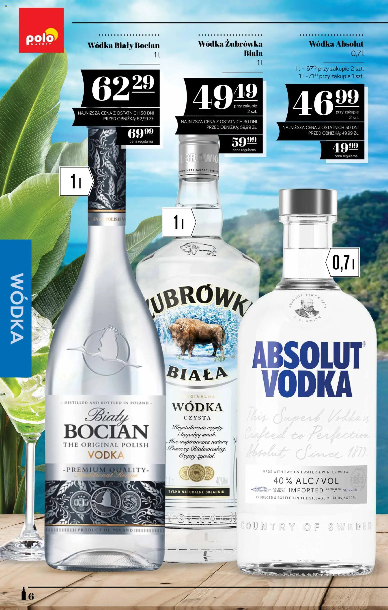 POLOmarket katalog - Alkoholi od 13.08.2026 | Strona: 6 | Produkty: Wódka Absolut, Vodka, Biały Bocian, Bocian wódka