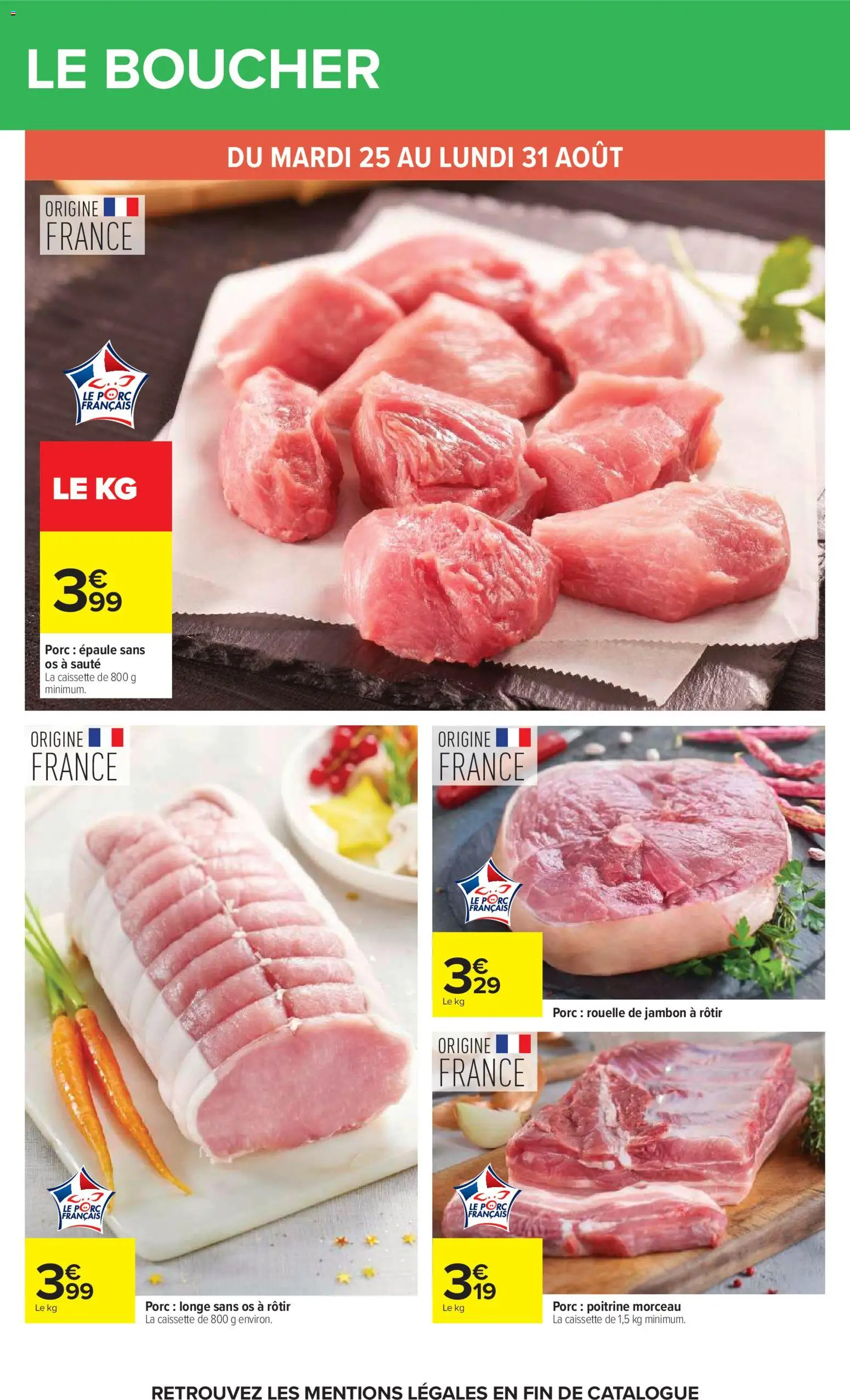 {H1} | Page: 24 | Produits: Porc rouelle de jambon, Jambon, Porc
