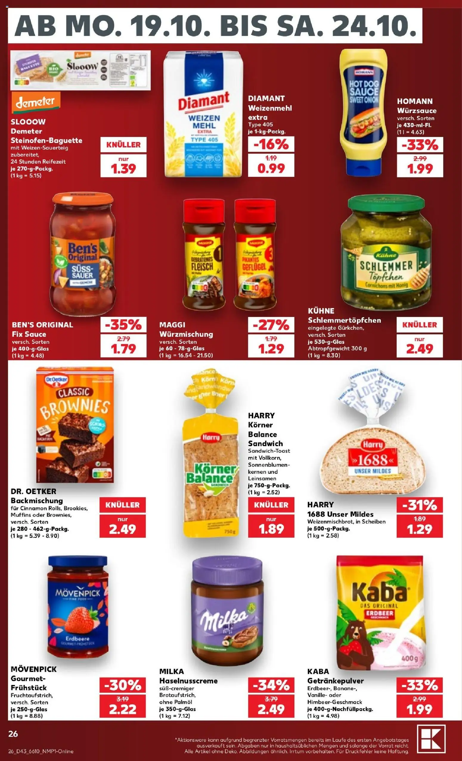Kaufland Prospekt Köln – gültig ab 19.10.2026 | Seite: 26 | Produkte: Mehl, Maggi, Weizenmehl, Vanille
