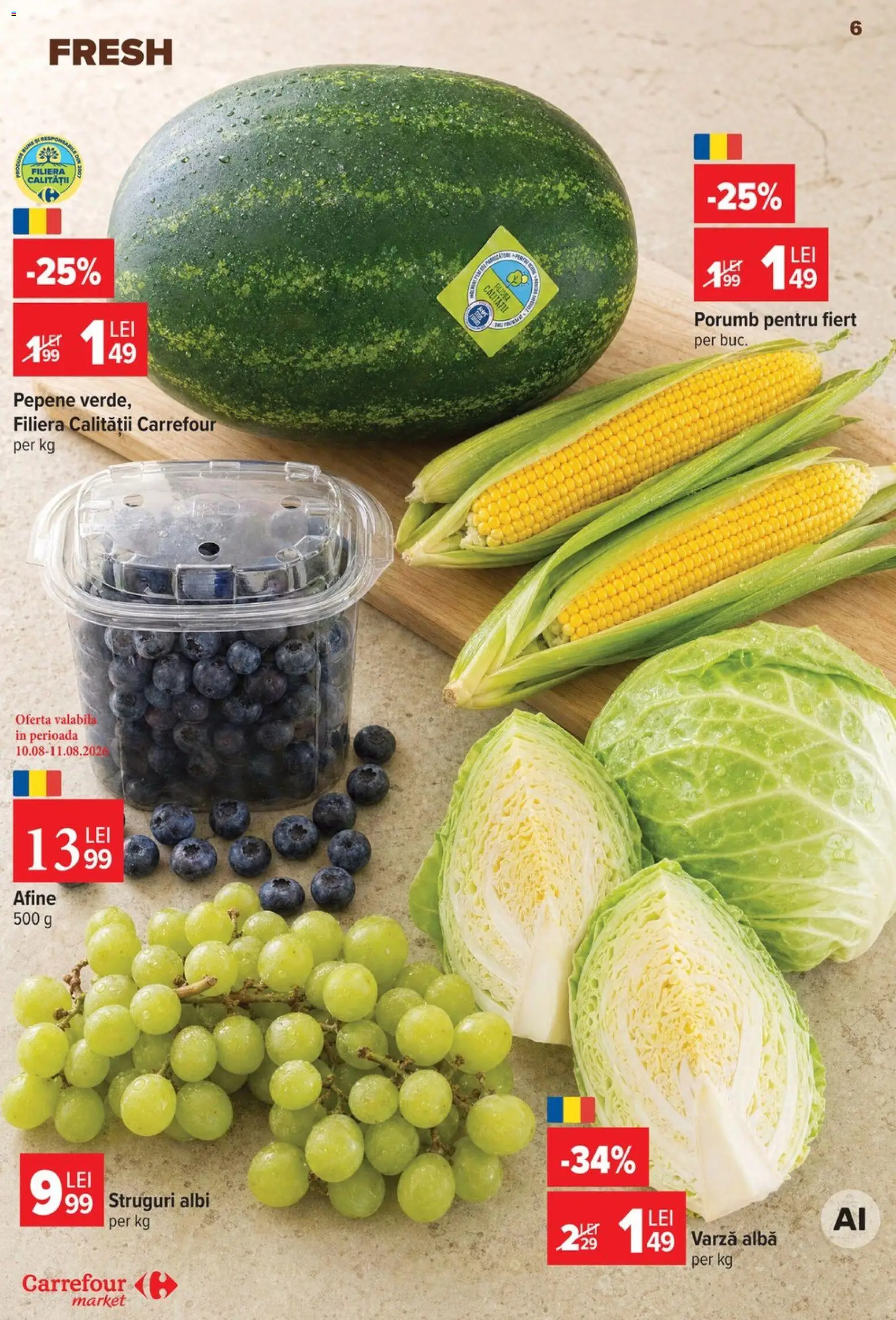 Noul catalog Carrefour – valabil de la 05.08.2026 | Pagină: 7 | Produse: Struguri, Afine, Alba, Porumb