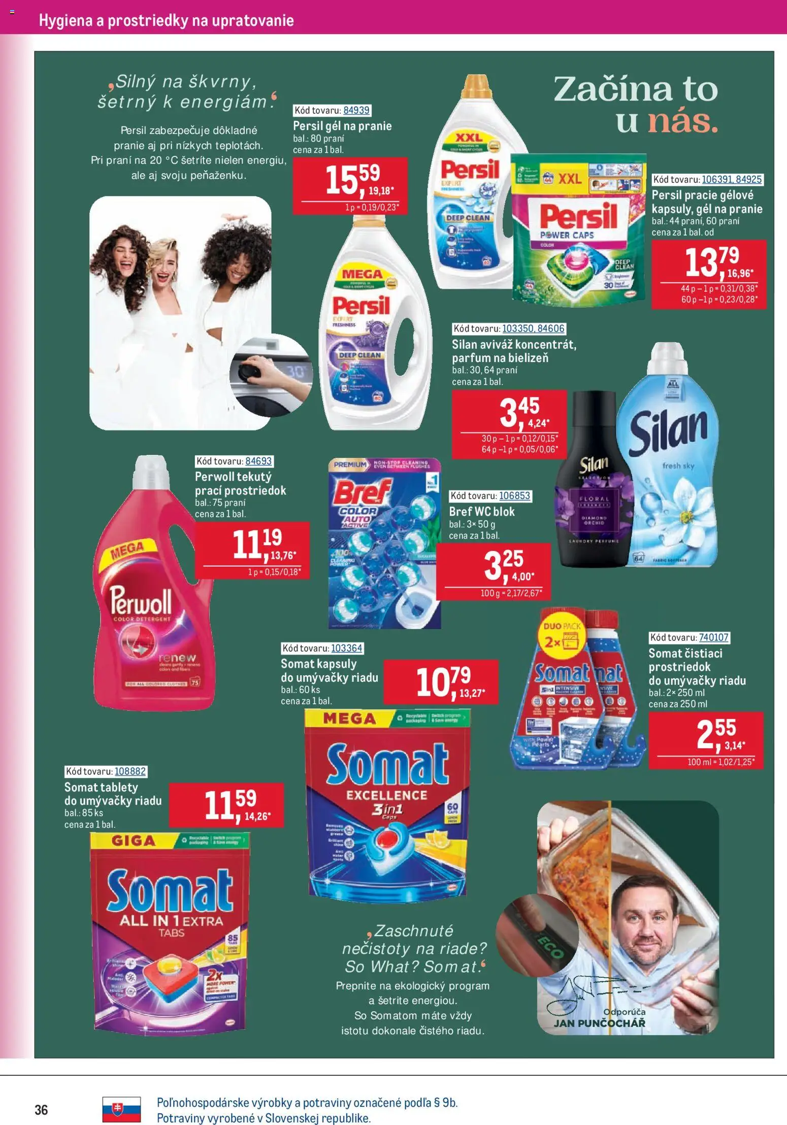 Nové Metro akcie – leták je platný od 26.08.2026 | Strana: 36 | Produkty: Perwoll, Tablety do umývačky, Tablety do umývačky riadu, Wc blok