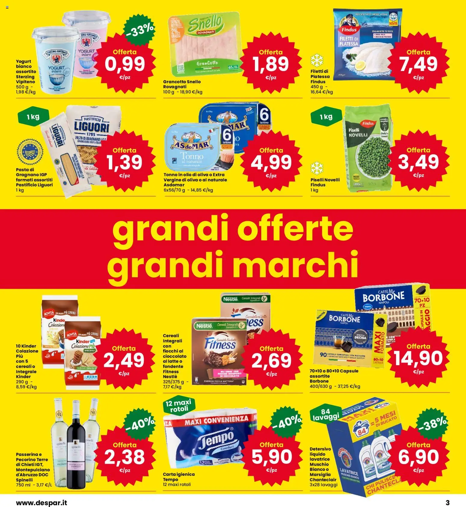 Volantino Interspar del 22/10/2026 | Pagina: 3 | Prodotti: Yogurt, Pasta, Dolci, Olio di Oliva