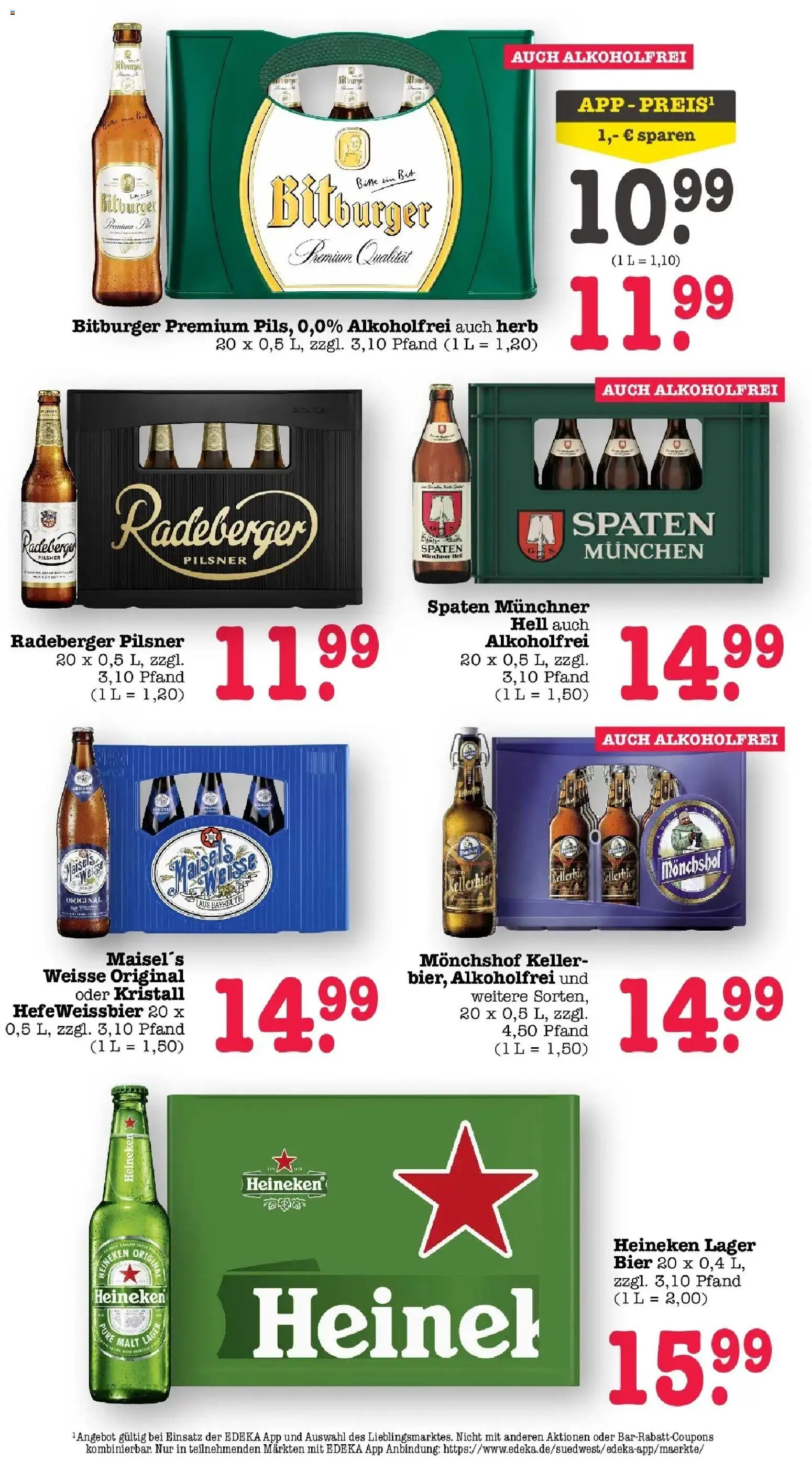 E center Prospekt Karlsruhe (ab 24.08.2026) zum Blättern | Seite: 47 | Produkte: Bitburger, Monchshof, Bier, Radeberger pilsner
