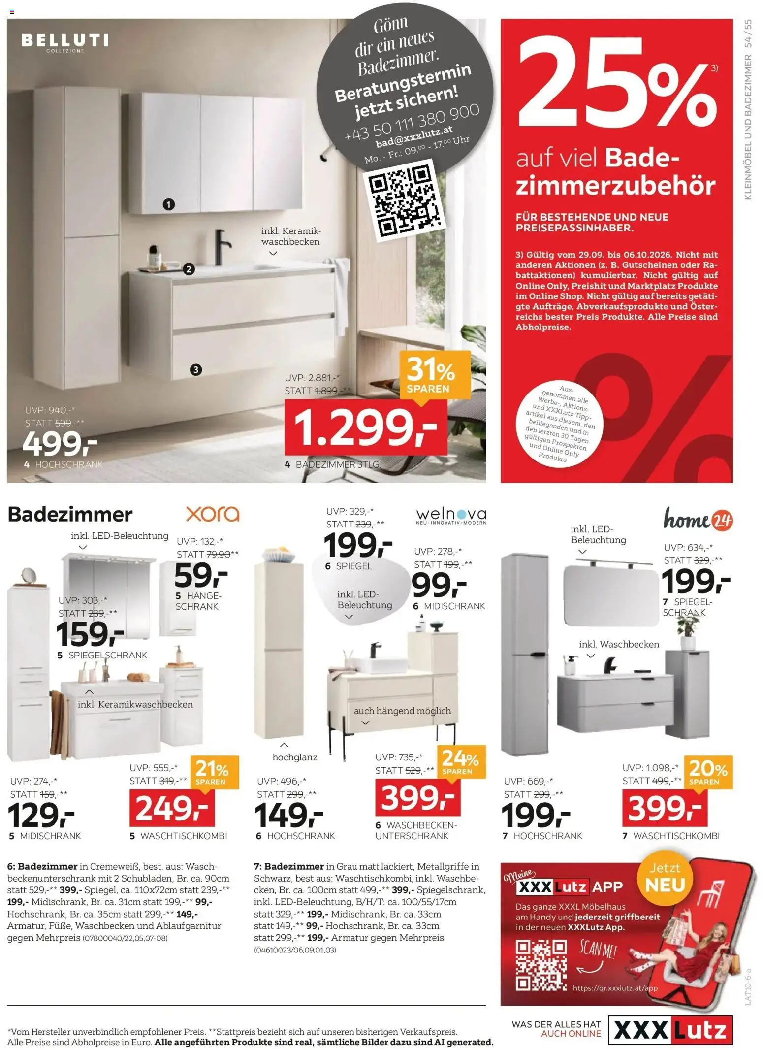 XXXLutz Hauptprospekt von 29.09.2026 - Aktuelle Angebote | Seite: 55 | Produkte: Uhr, Schrank, Waschbecken, Spiegel