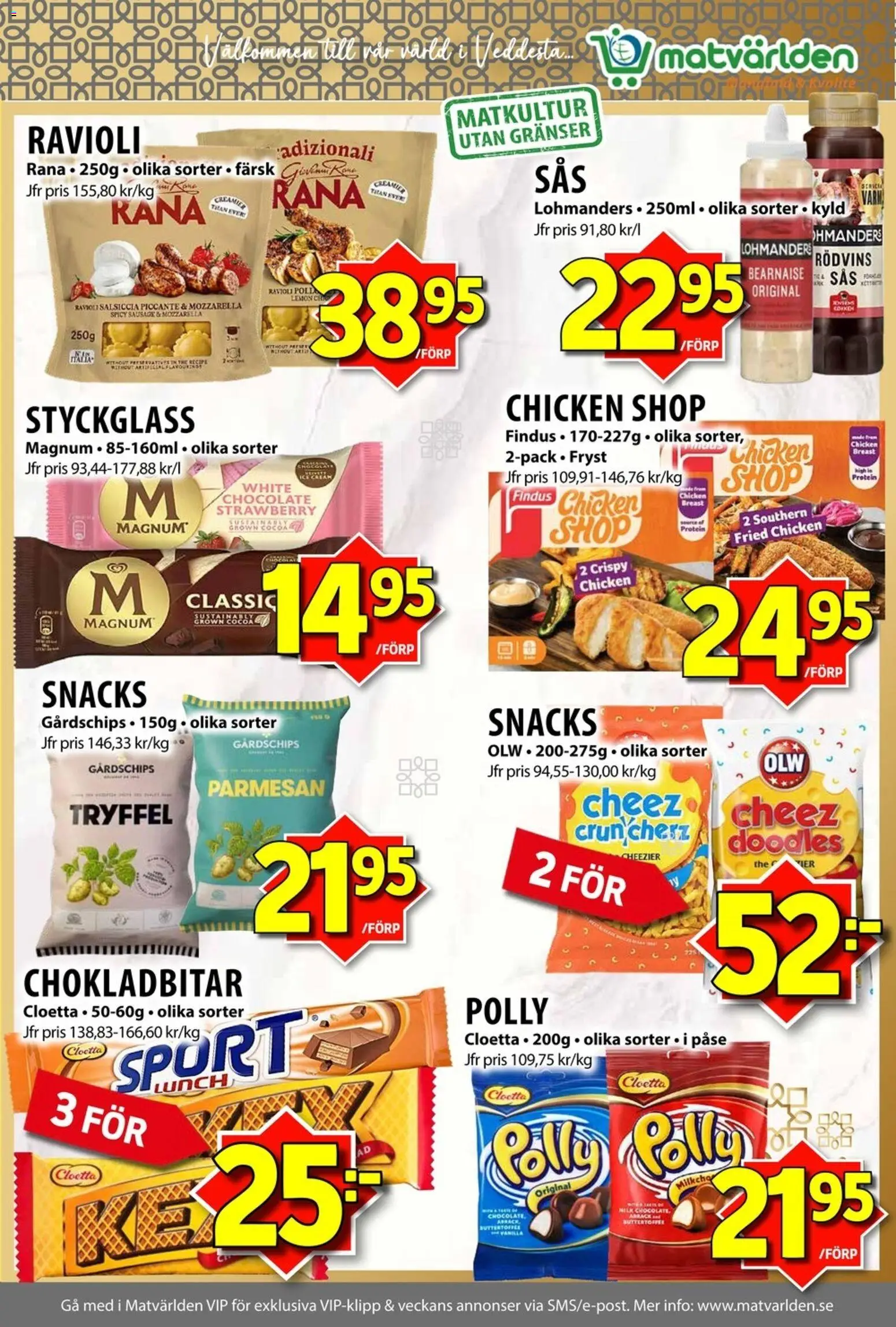 Matvärlden reklamblad aktuell från 19/10/2026 | Sida: 7 | Produkter: Mozzarella, Magnum, Snacks, Protein