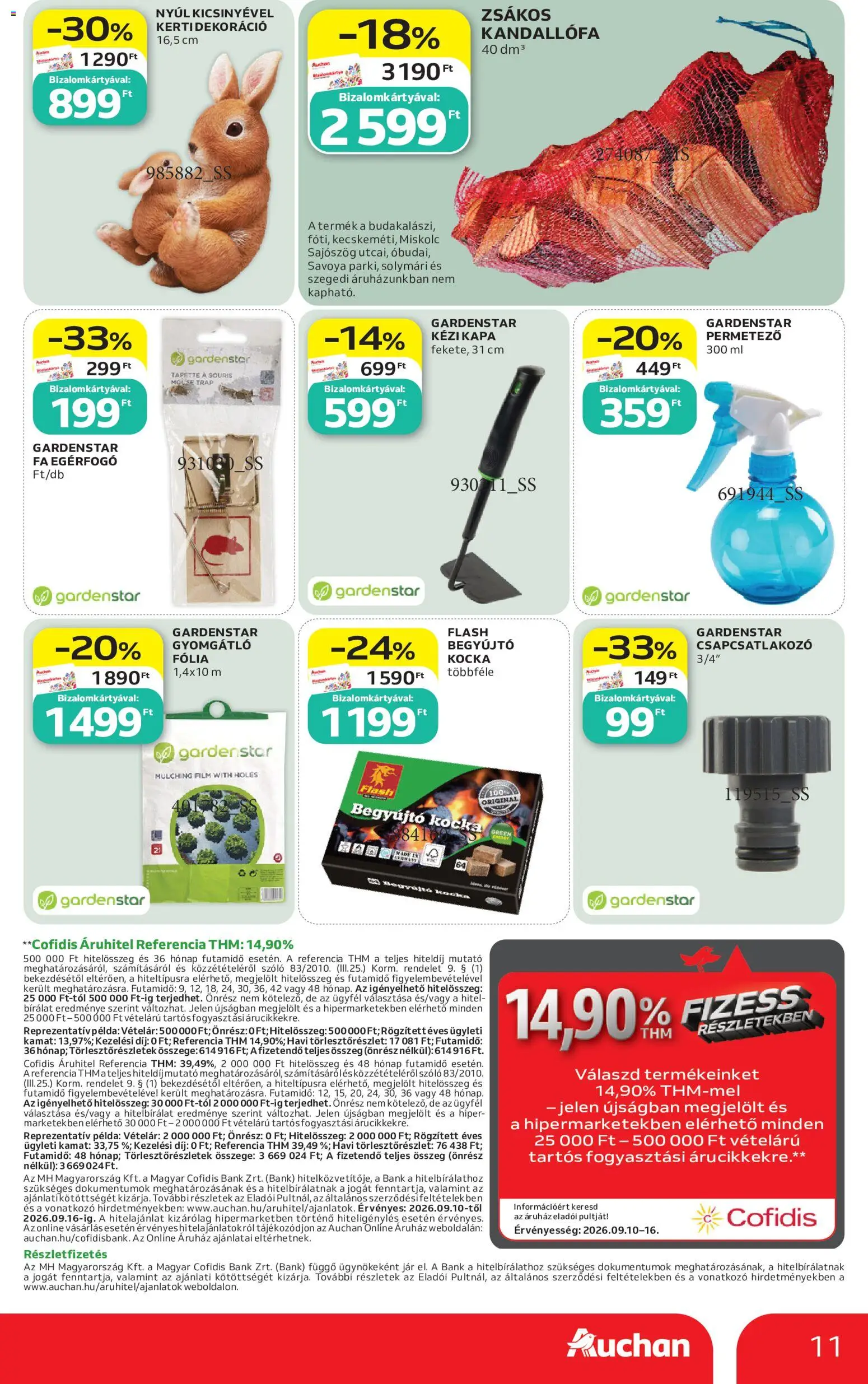 Auchan akciós ujság - amely érvényes a következő dátumtól: 2026.09.10. | Oldal: 11 | Termékek: Egérfogó, Nyúl, Jar, FA