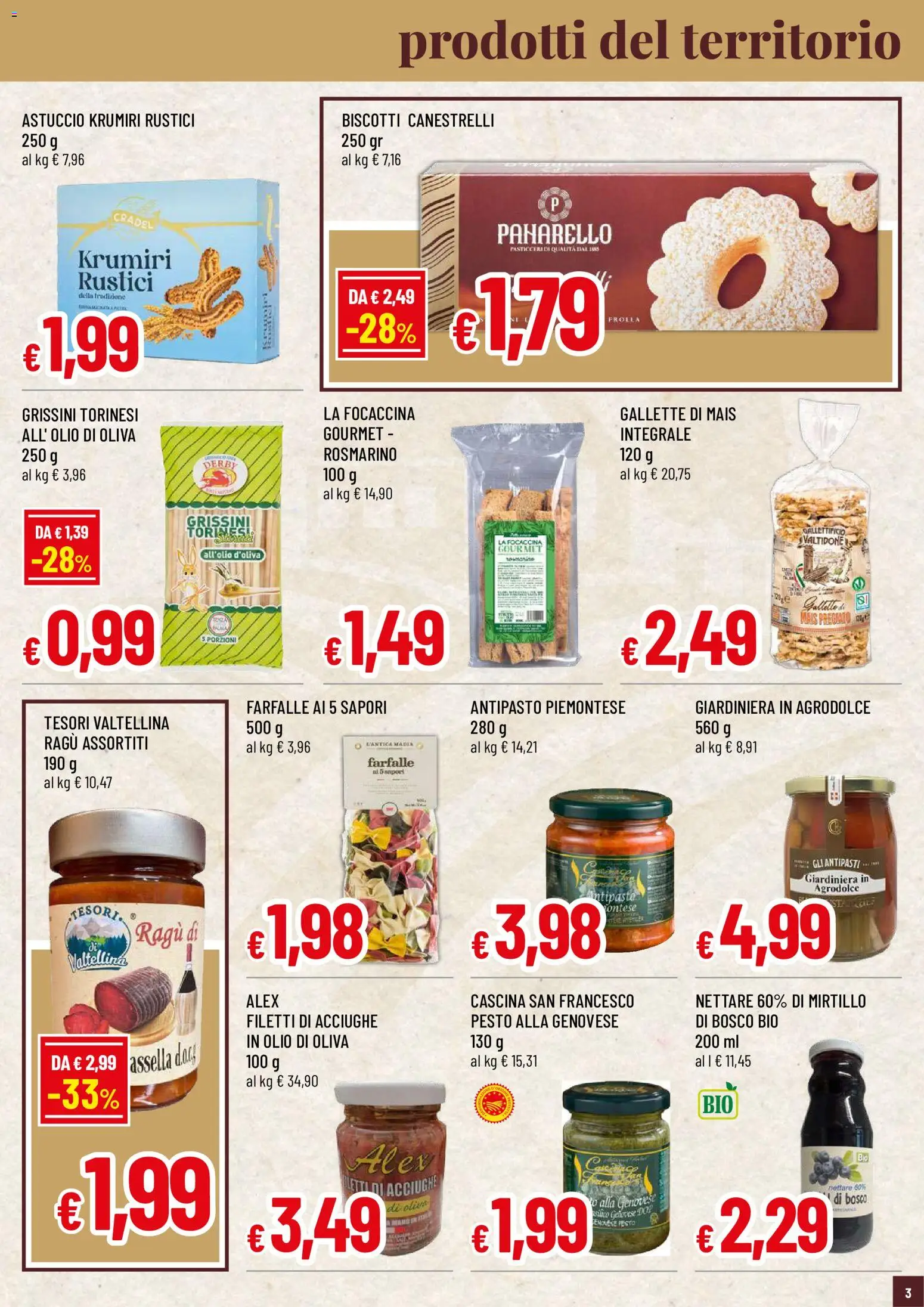 Volantino Famila del 20/08/2026 | Pagina: 3 | Prodotti: Farfalle, Gallette, Acciughe, Olio di Oliva