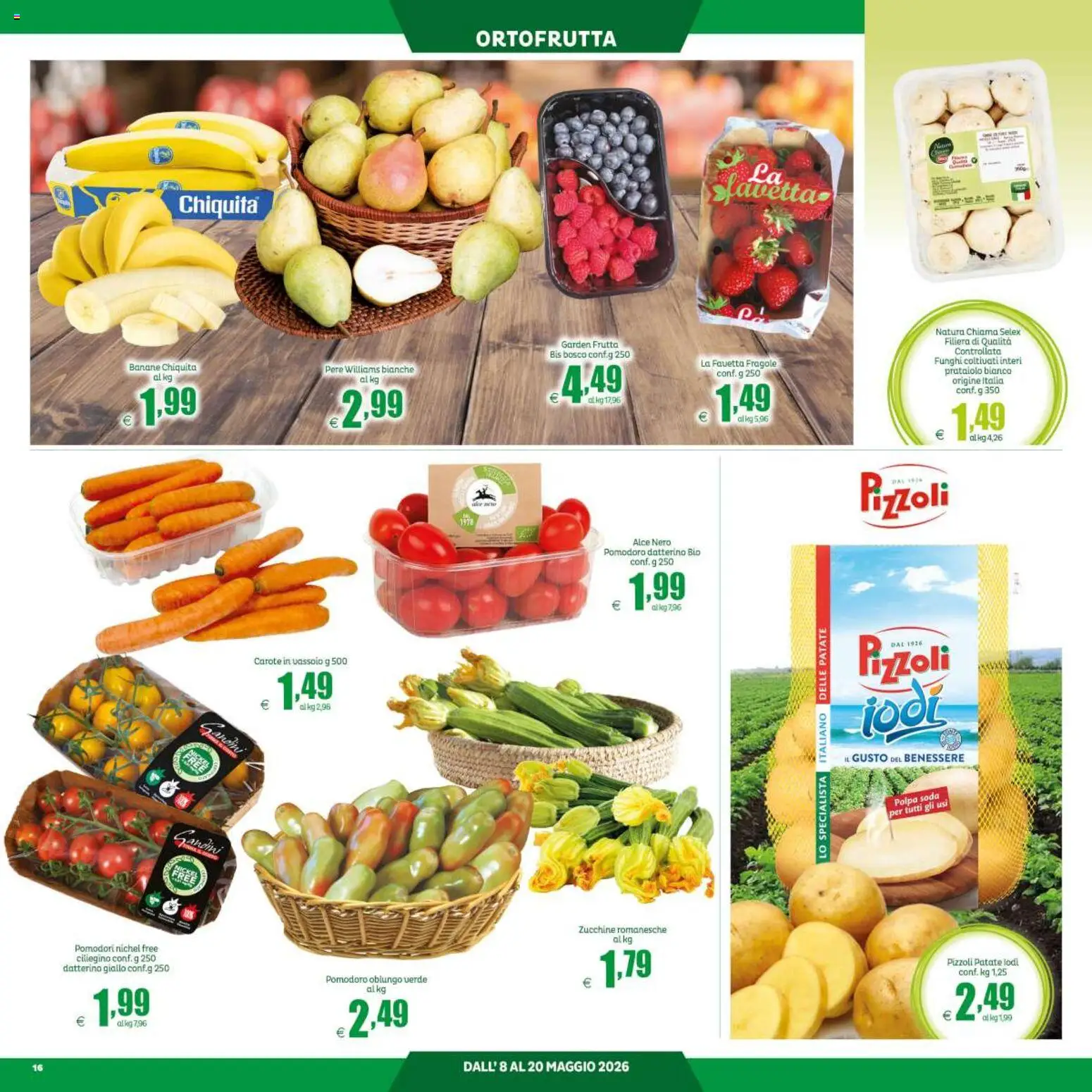 Volantino Elite Supermercati del 08.05.2026 | Pagina: 16 | Prodotti: Banane, Frutta, Carote, Zucchine