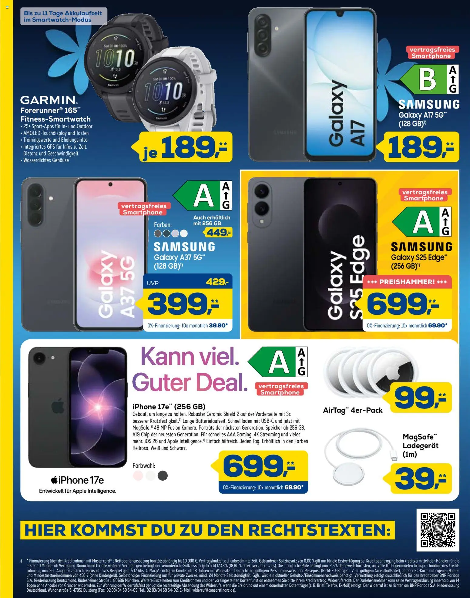 Euronics Das Technik-Upgrade im Frühjahr – gültig ab 09.05.2026 | Seite: 4 | Produkte: Samsung, Apple, Ladegerät, Smartphone
