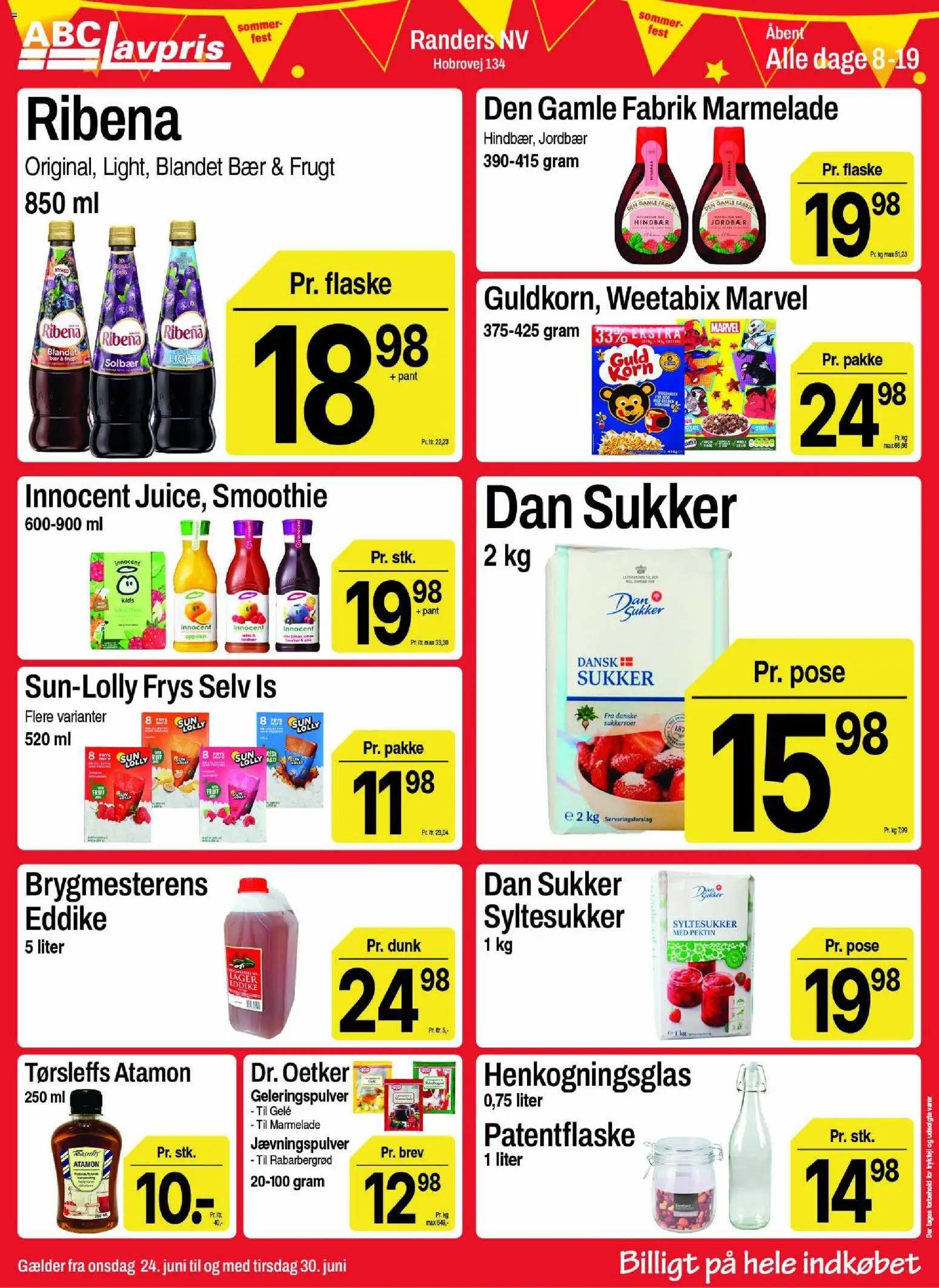 Abc Lavpris tilbudsavis – gyldig fra 24/06/2026 | Side: 12 | Produkter: Jordbær, Hindbær, Smoothie, Marmelade