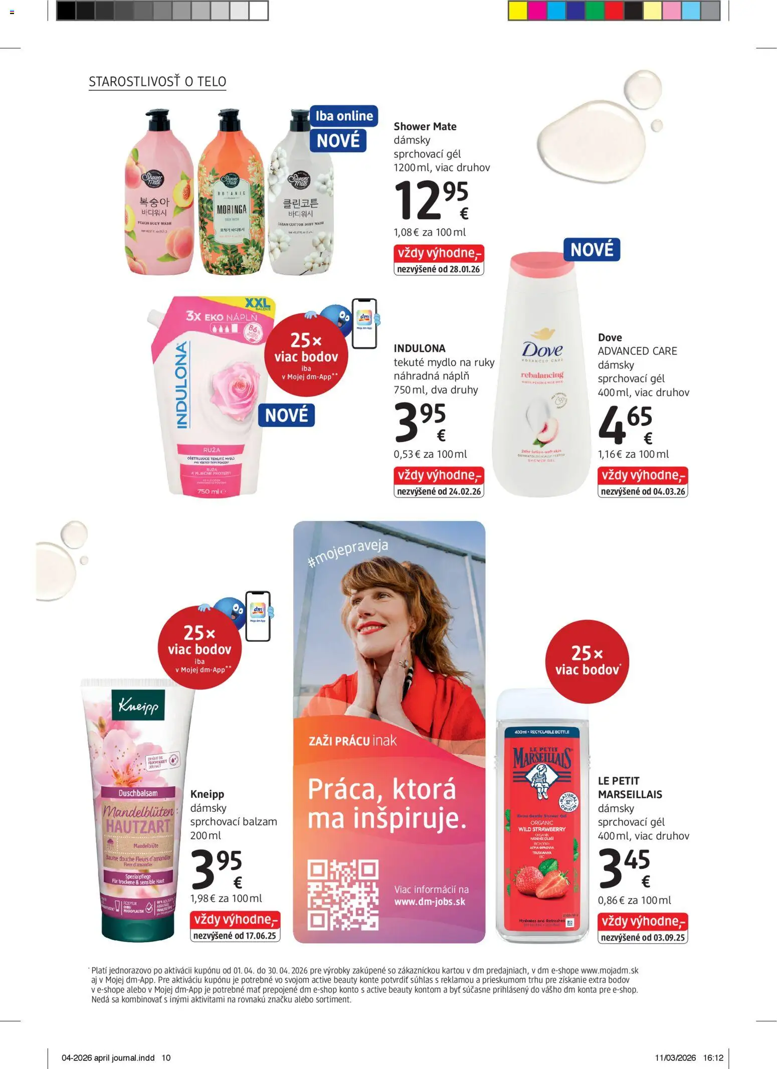 Nové dm drogerie akcie – leták je platný od 01.04.2026 | Strana: 10 | Produkty: Mydlo, Indulona