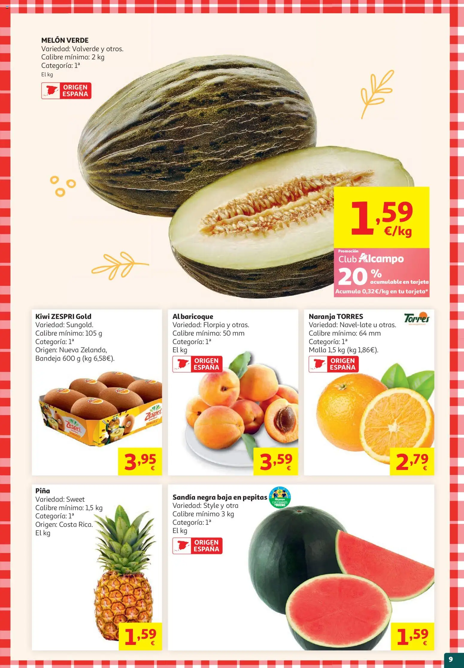 Alcampo HG Nacional Aldaia │ válido desde el 19.05.2026 | Página: 9 | Productos: Φορτιστής, Piña, Kiwi, Sandía
