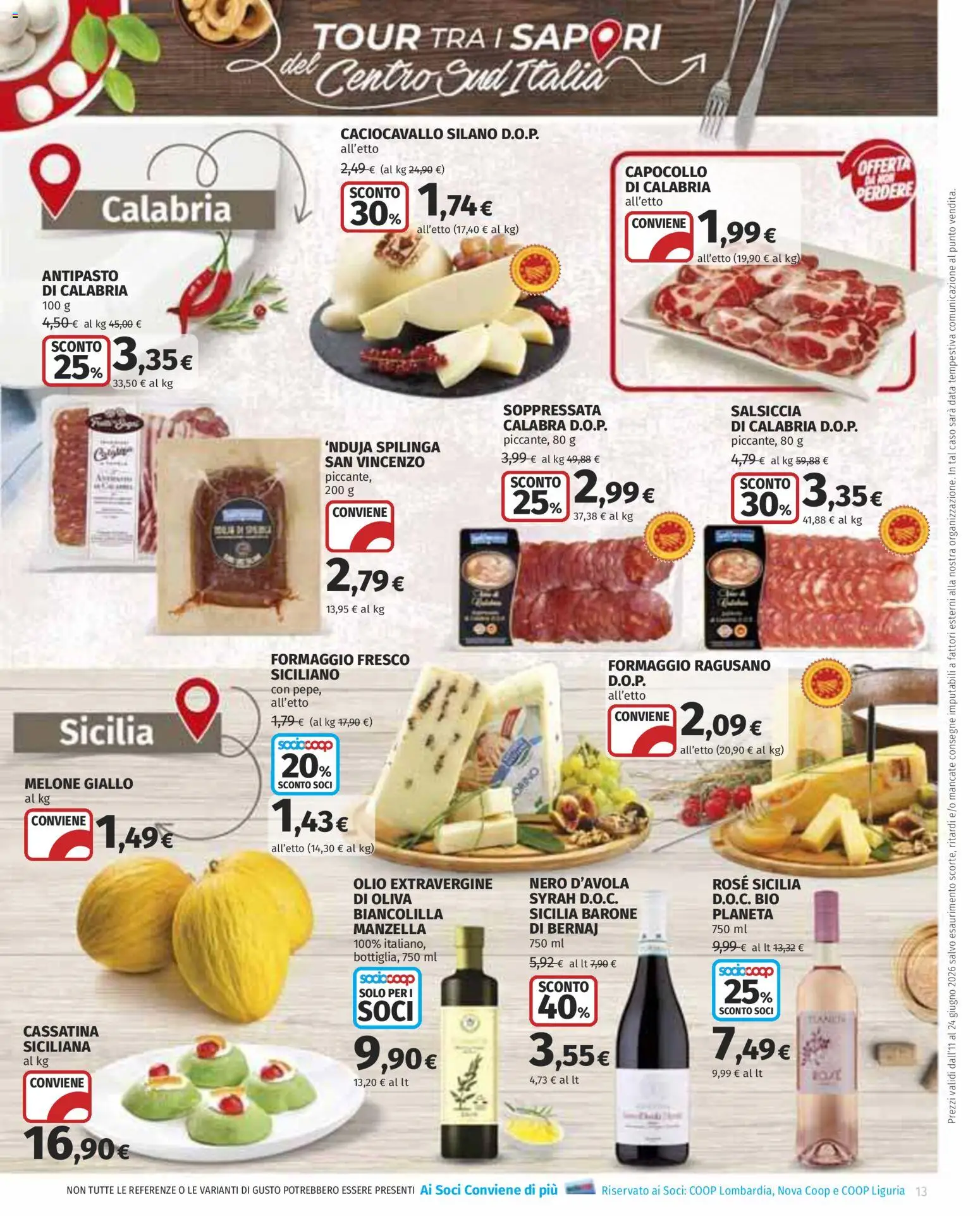 Volantino COOP del 11.06.2026 | Pagina: 13 | Prodotti: Formaggio, Salsiccia, Melone, Data