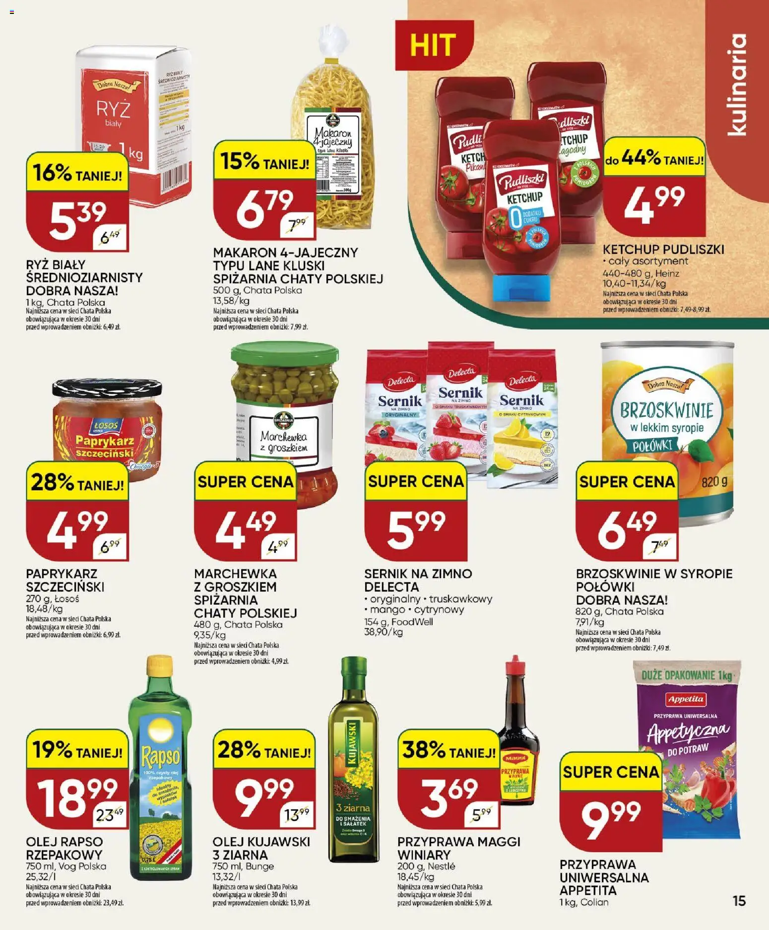 Chata Polska gazetka od 30.07.2026 | Strona: 15 | Produkty: Mango, Paprykarz, Olej kujawski, Brzoskwinie