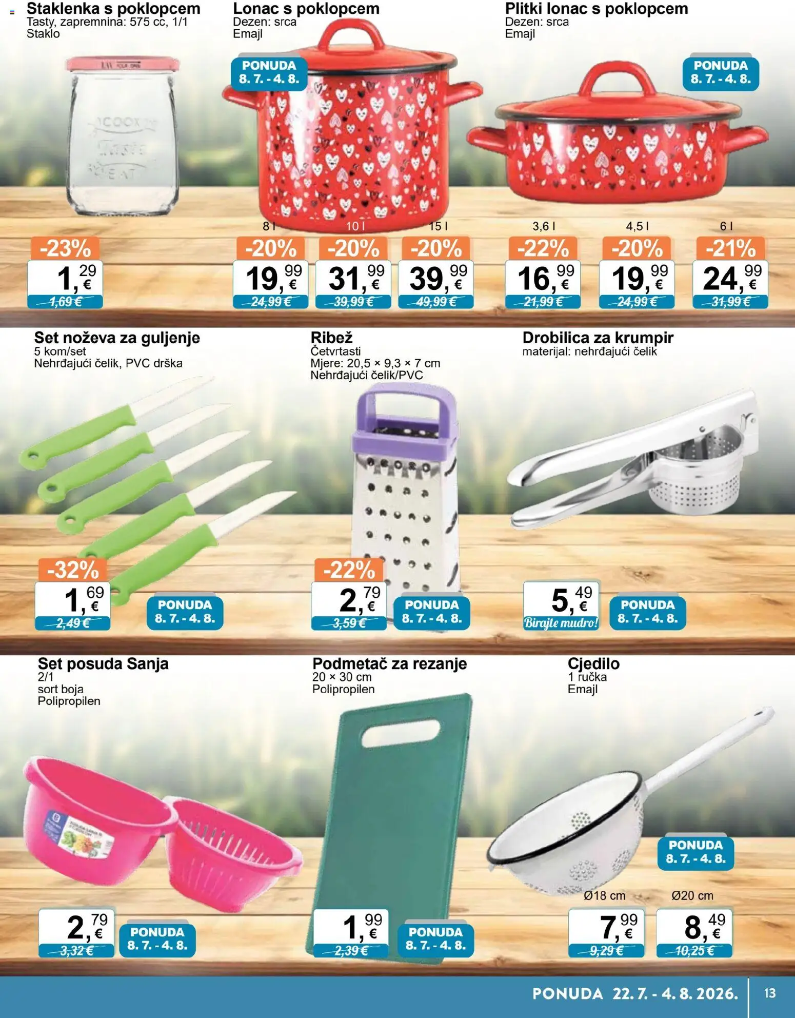 KTC katalog | vrijedi od 22.07.2026 | Stranica: 13 | Proizvodi: Ribež, Krumpir, Lonac, Cjedilo
