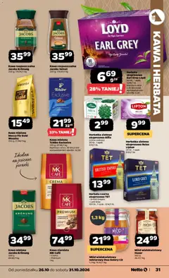 Pogląd oferty "Herbata ekspresowa Earl Grey Loyd, Herbata ekspresowa Earl Grey Loyd 80 tb., 1 opak." - ważna od 26.10.2026 | Strona: 31 | Produkty: Earl Grey, Miód wielokwiatowy huzar, Miód wielokwiatowy, Herbata