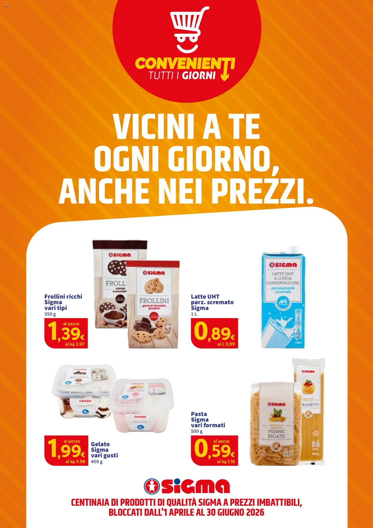 Volantino SIGMA del 01.04.2026 | Pagina: 2 | Prodotti: Latte, Pasta, Frollini, Penne