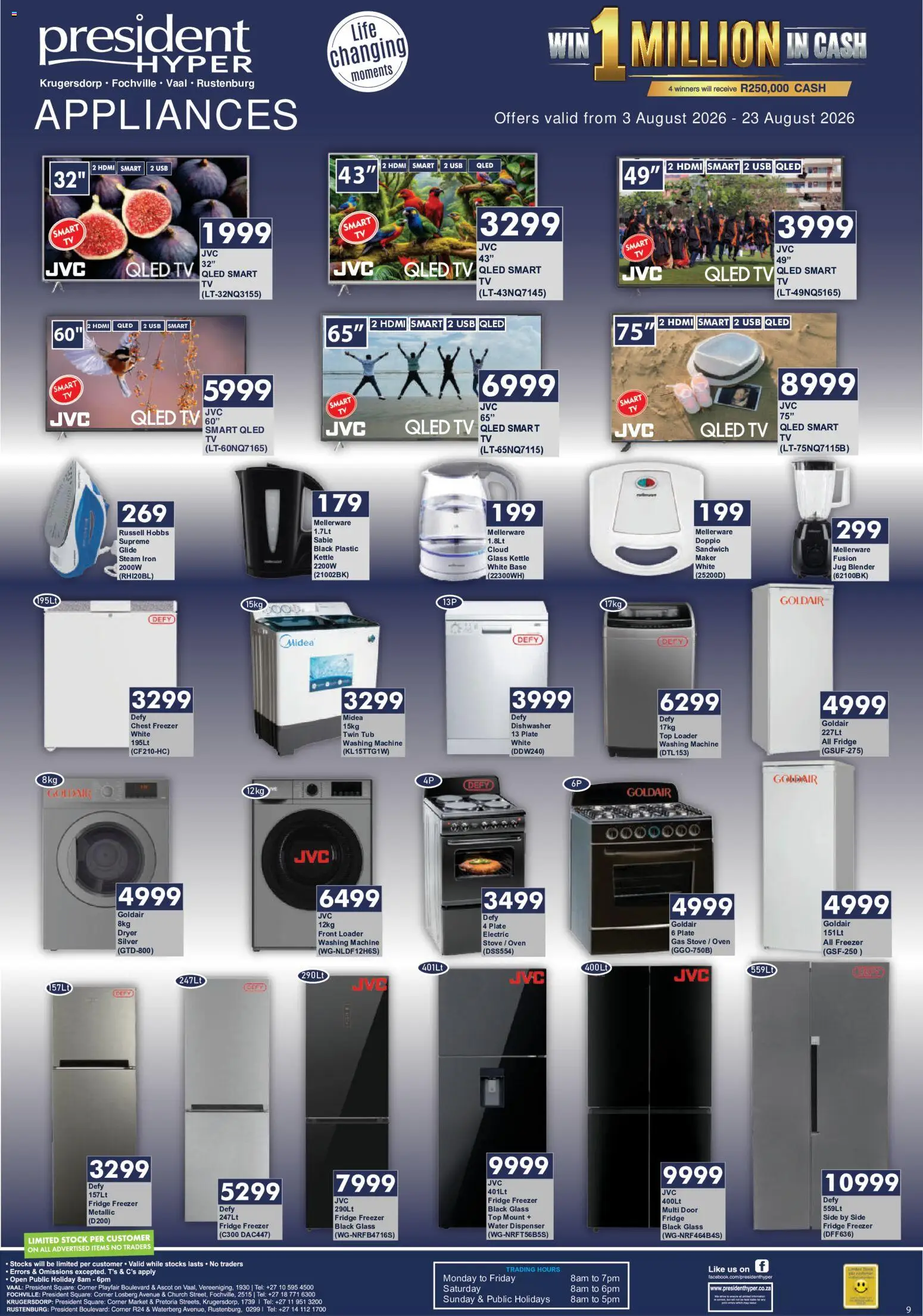 New President Hyper catalogue – valid from 03/08/2026 | Page: 9 | Products: Dishwasher, Iron, Fridge, Gas stove