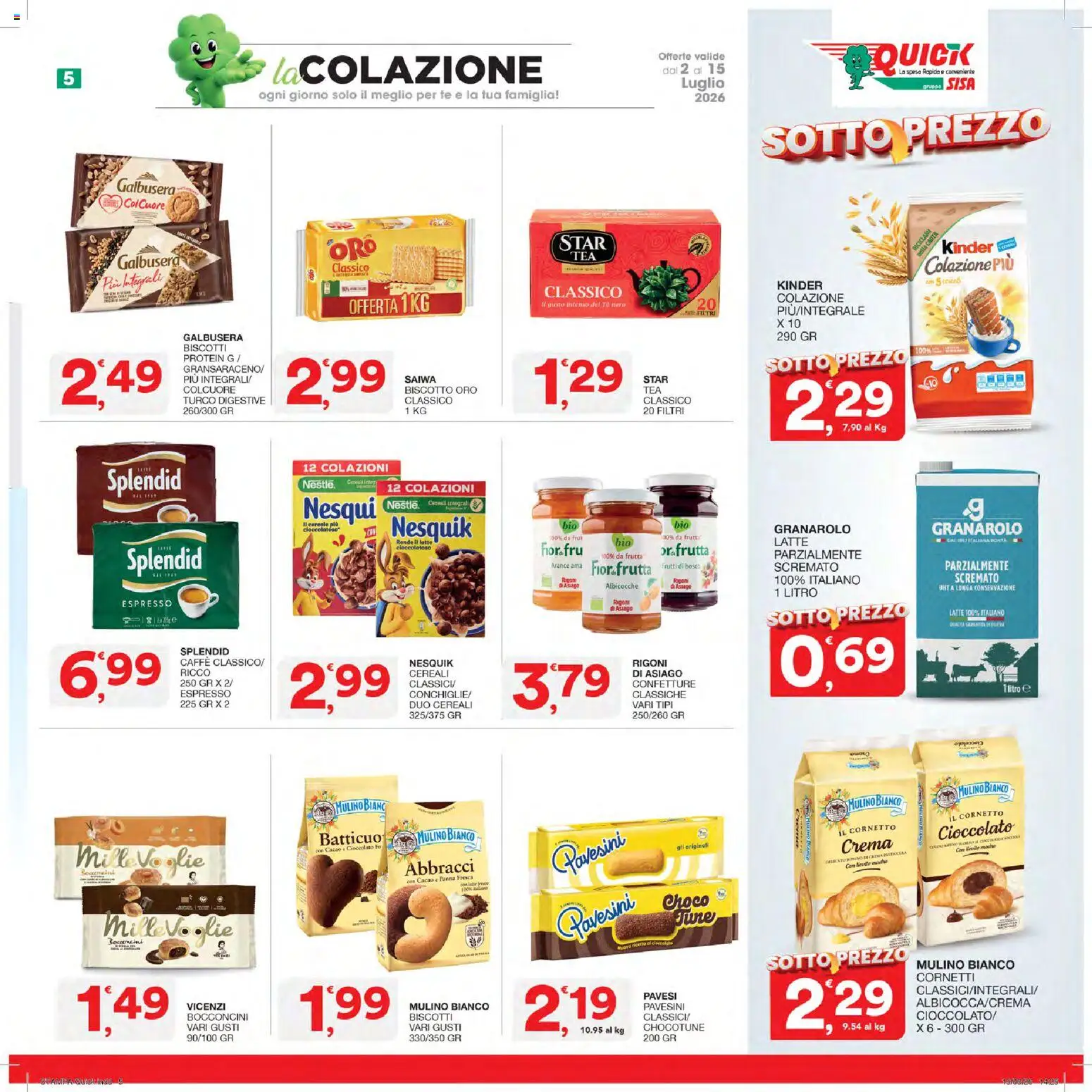 Volantino SISA del 02/07/2026 | Pagina: 5 | Prodotti: Caffè, Arance, Cornetto, Biscotti