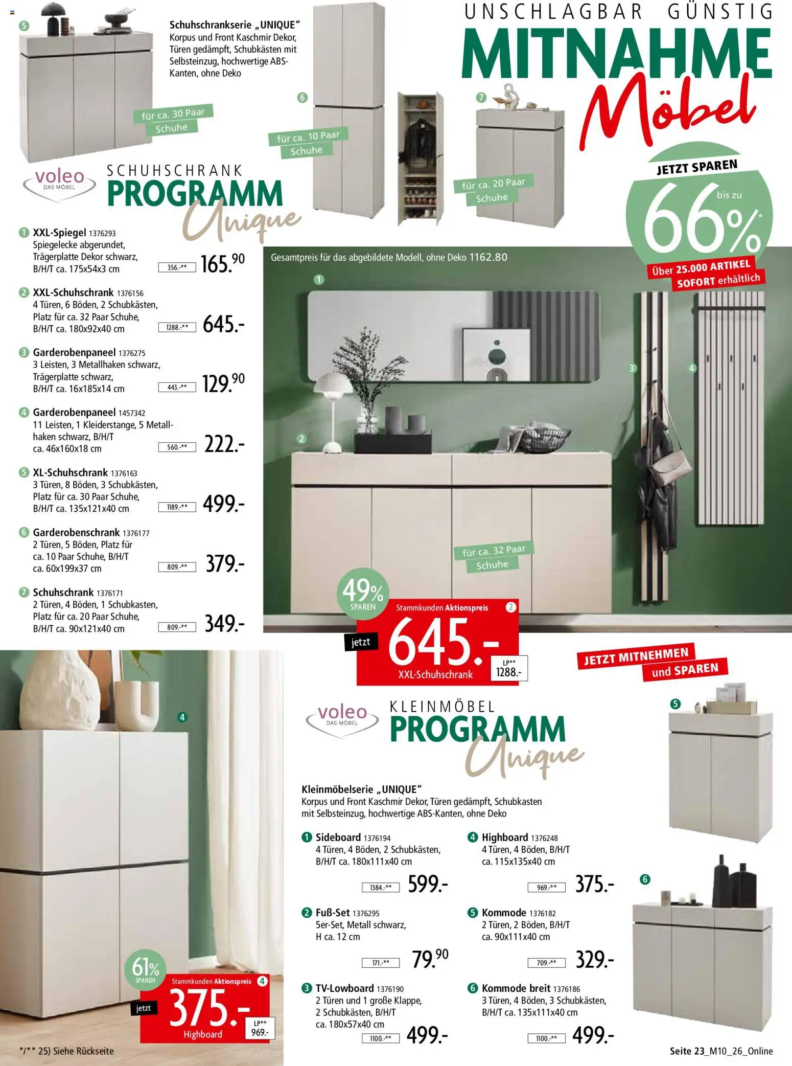 Zurbrüggen Mitnahme Möbel – gültig ab 08.08.2026 | Seite: 25 | Produkte: Sideboard, HIghboard, Kommode, Garderobenschrank