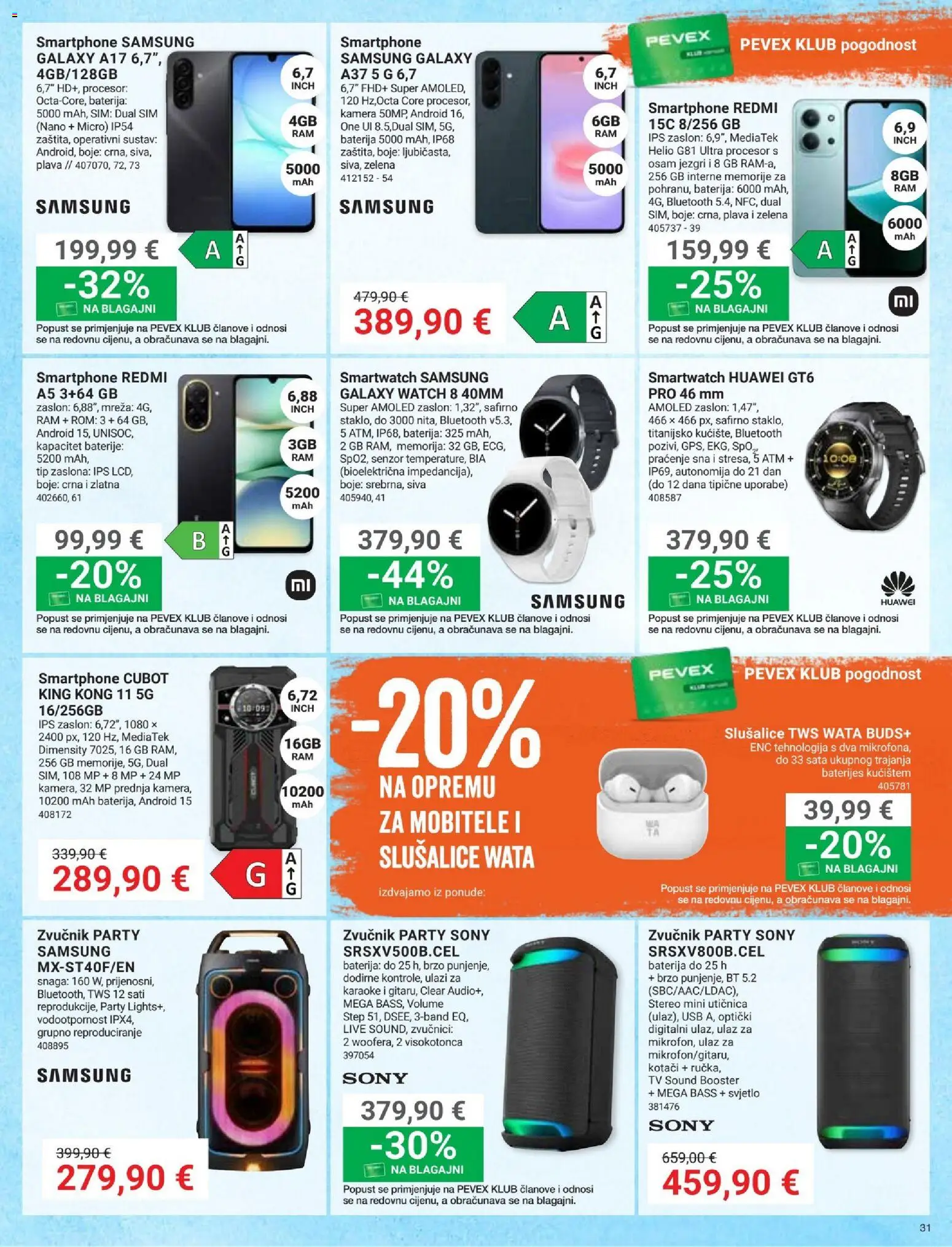 Pevex katalog | vrijedi od 28.05.2026 | Stranica: 31 | Proizvodi: Smartwatch, Smartphone, Zvučnik, USB