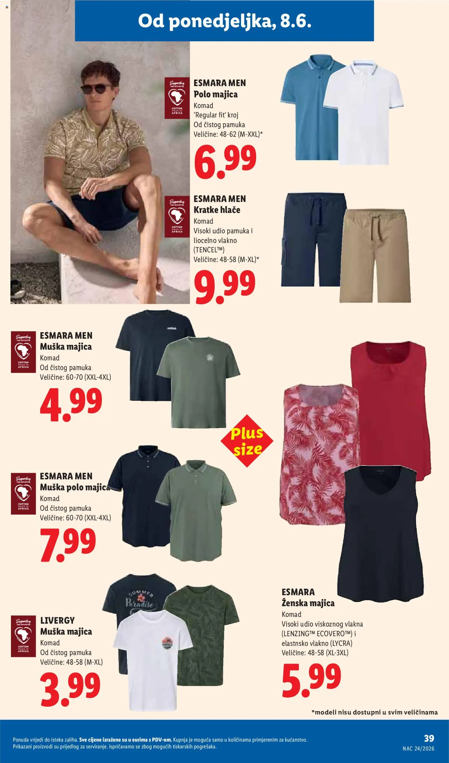 Lidl katalog | vrijedi od 08.06.2026 | Stranica: 39 | Proizvodi: Majica, Hlače, Kratke hlače